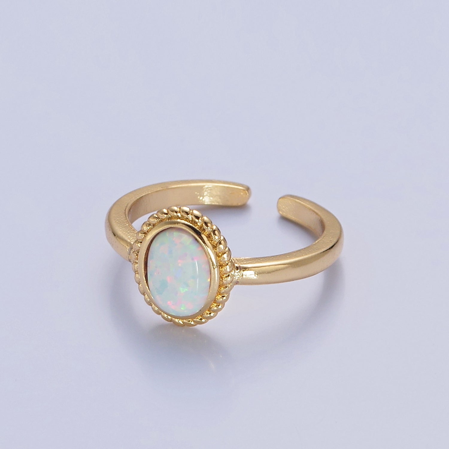 Ocean Blue Opal Gold Vintage Style Ring V-462 V-463 - DLUXCA