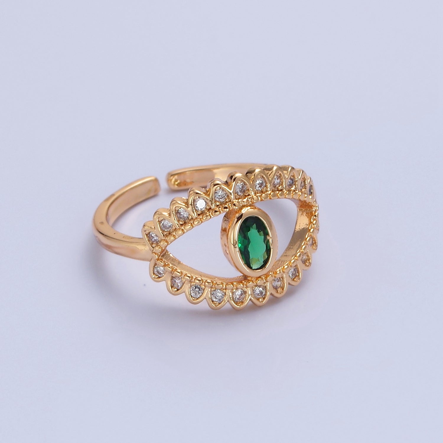 Gold Evil Eye Diamond Ring, Evil Eye Protection Ring, Greek Statement Rings, Trendy Ring V-484 V-485 V-486 - DLUXCA