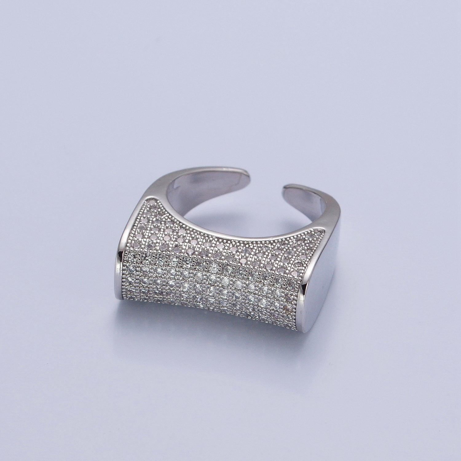 24K Gold Filled Micro Pave CZ Signet Ring in Silver & Gold V502 V503 - DLUXCA