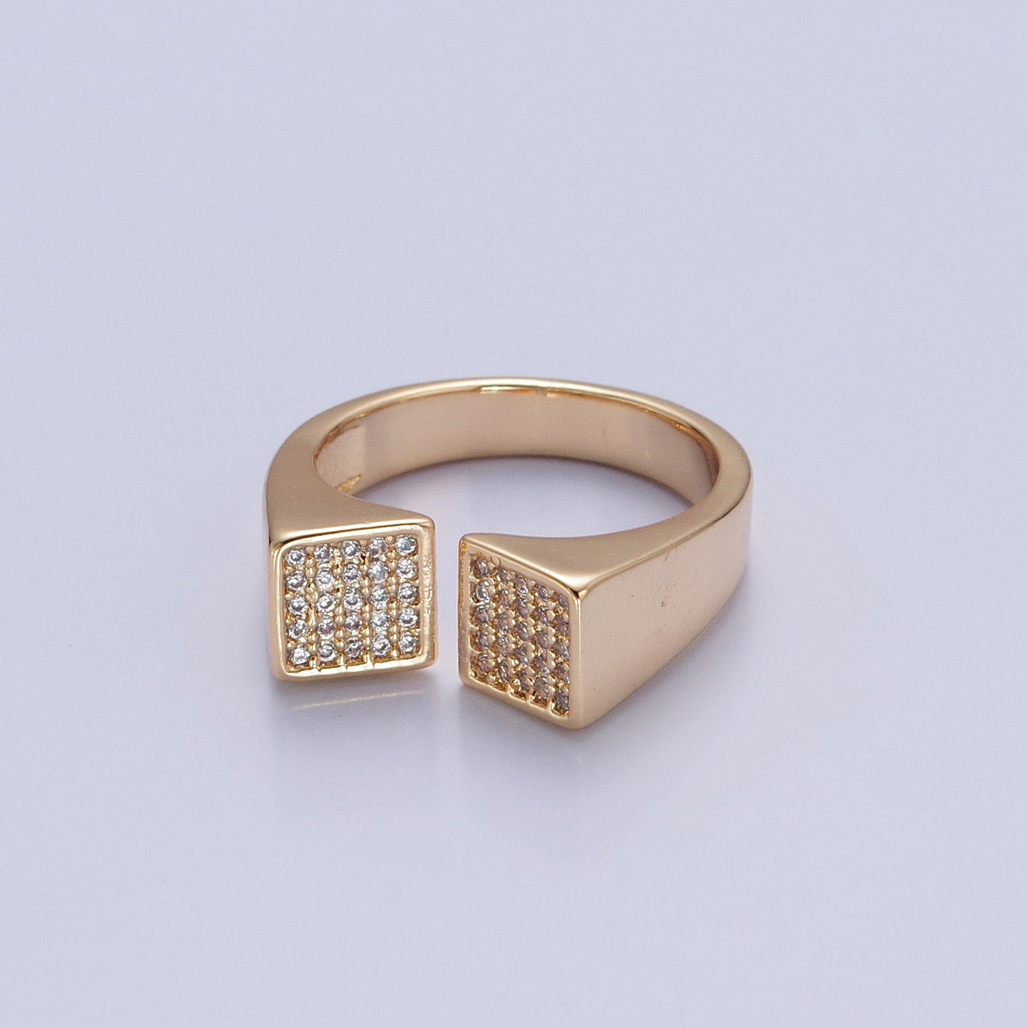 24k Gold Filled Micro Pave CZ Open Ring in Silver & Gold V508 V509 - DLUXCA