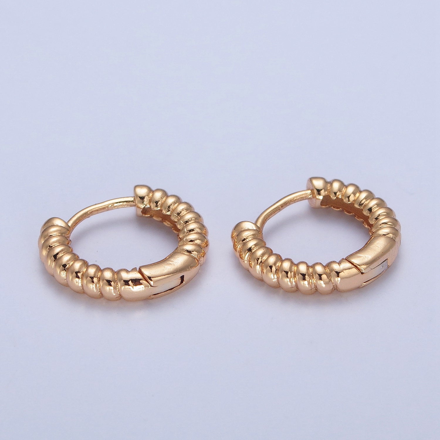 Mini Gold Croissant Twist Hoops Earrings W692 - DLUXCA