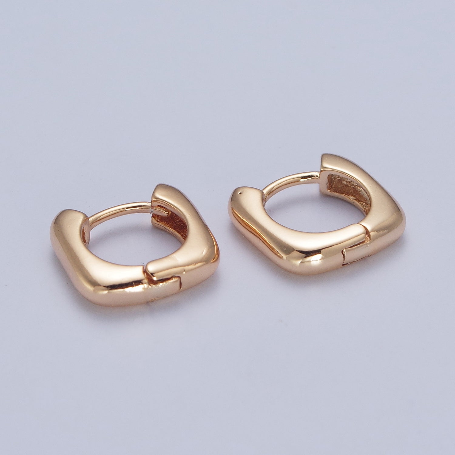 24K Gold Filled Mini U Shaped Huggie Hoop Earrings W696 - DLUXCA