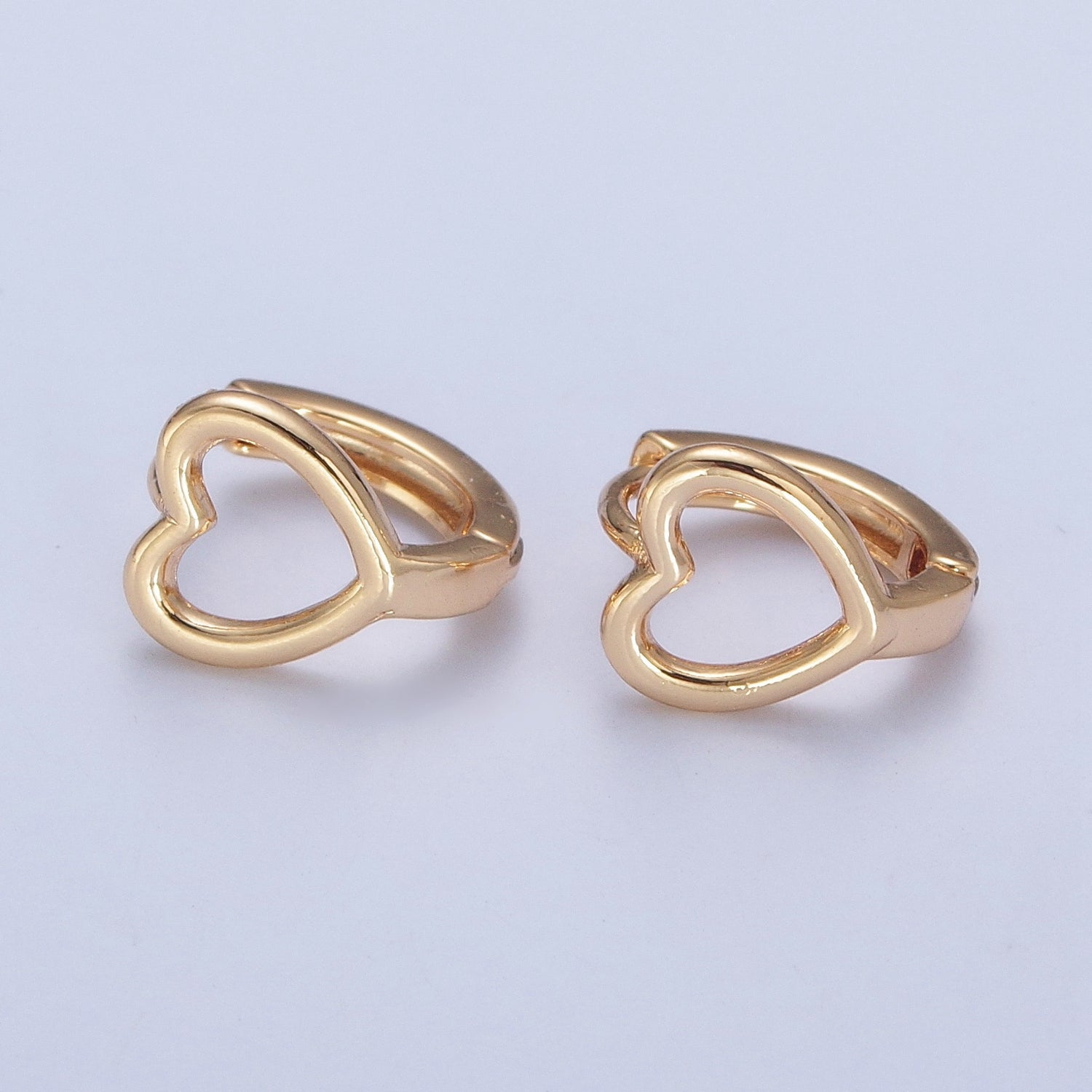Minimalist 24K Gold Filled Valentine Love Heart Huggie Hoops Earrings W737 - DLUXCA