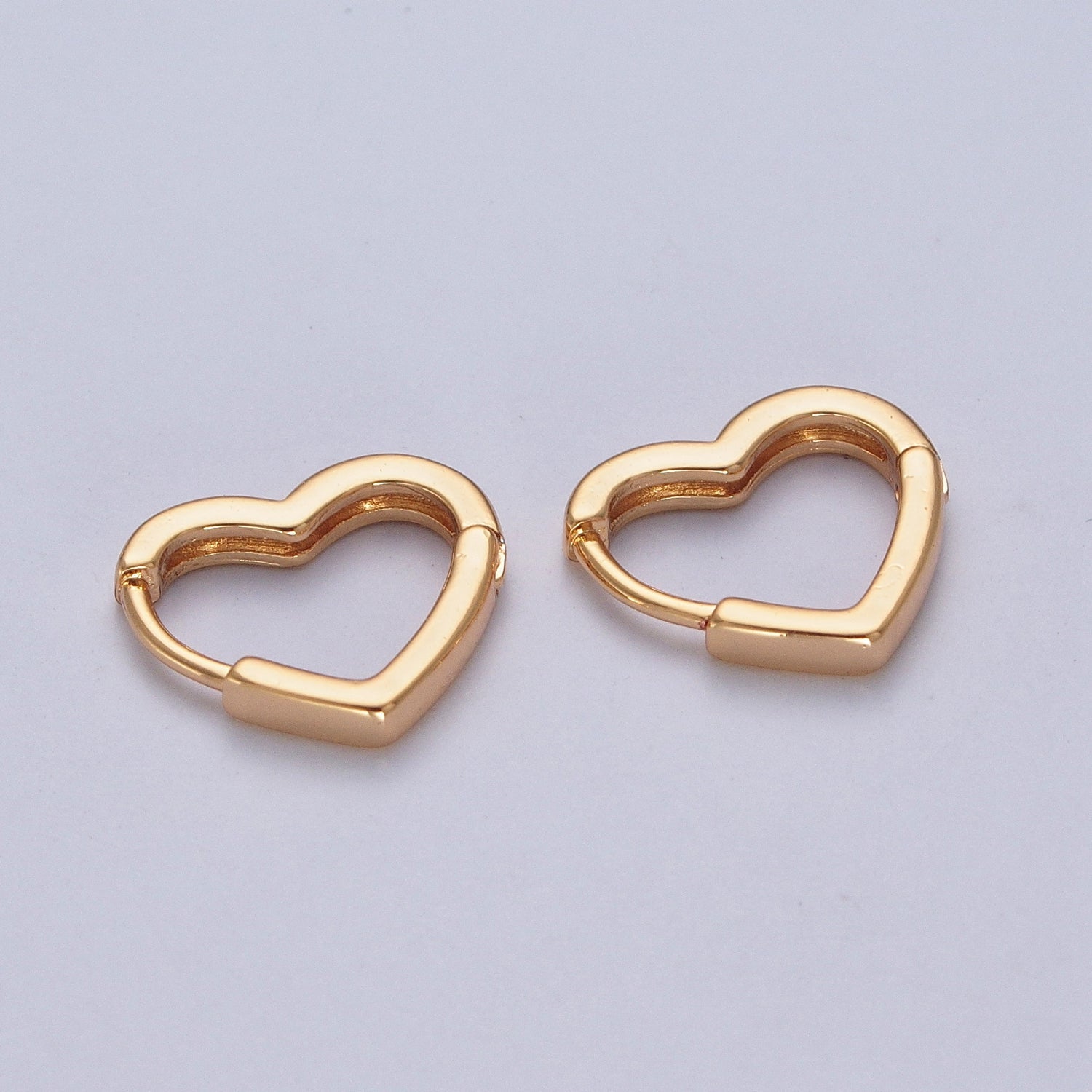24K Gold Filled Heart Love For Huggie Hoop Earrings, Valentine Cubic Zirconia Earrings W747 W748 W749 - DLUXCA