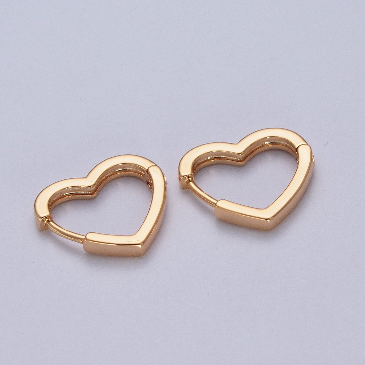 24K Gold Filled Heart Love For Huggie Hoop Earrings, Valentine Cubic Zirconia Earrings W747 W748 W749 - DLUXCA