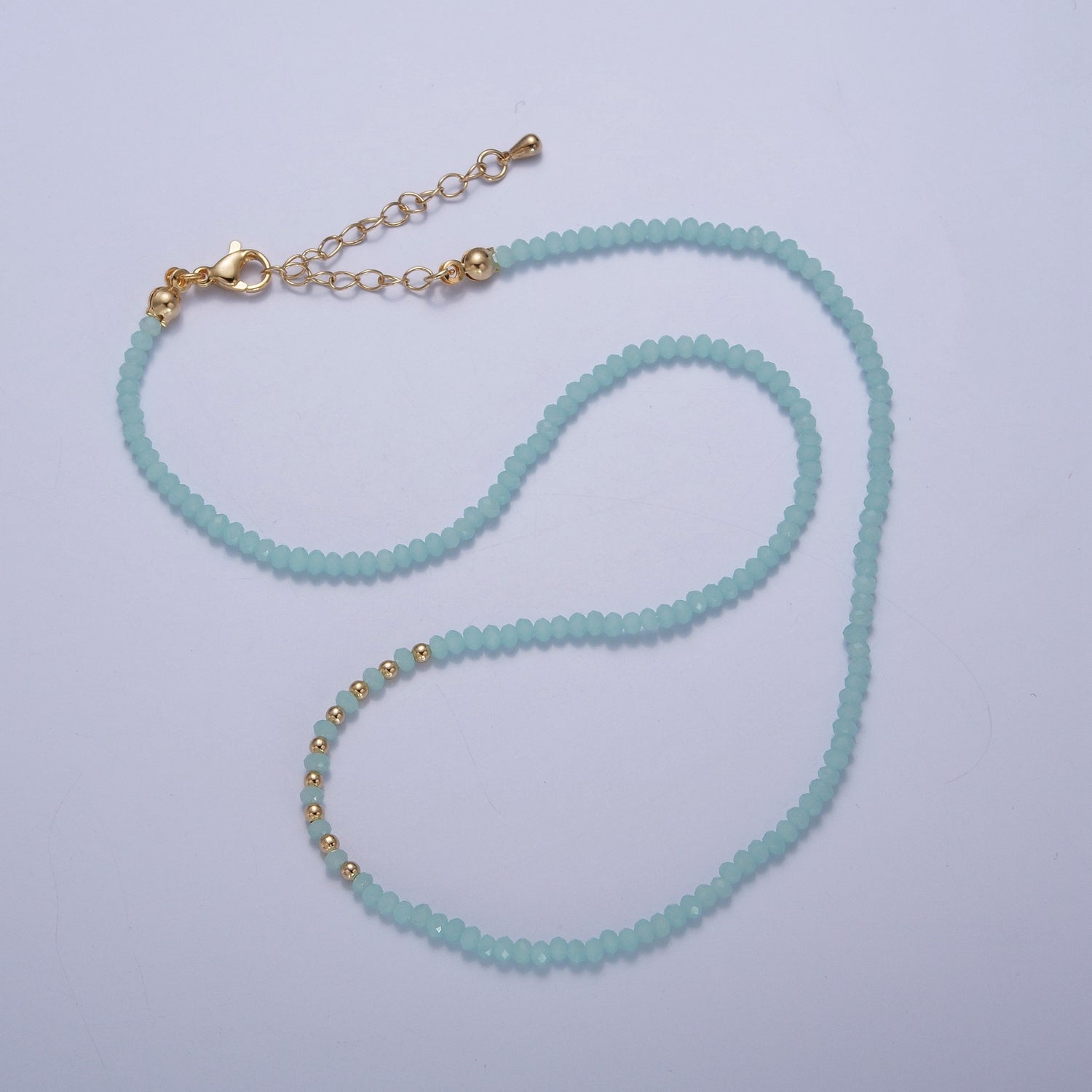Dainty Pastel Color Glass Beaded Necklace Faceted Rondell Beads Necklace WA-1034 - DLUXCA