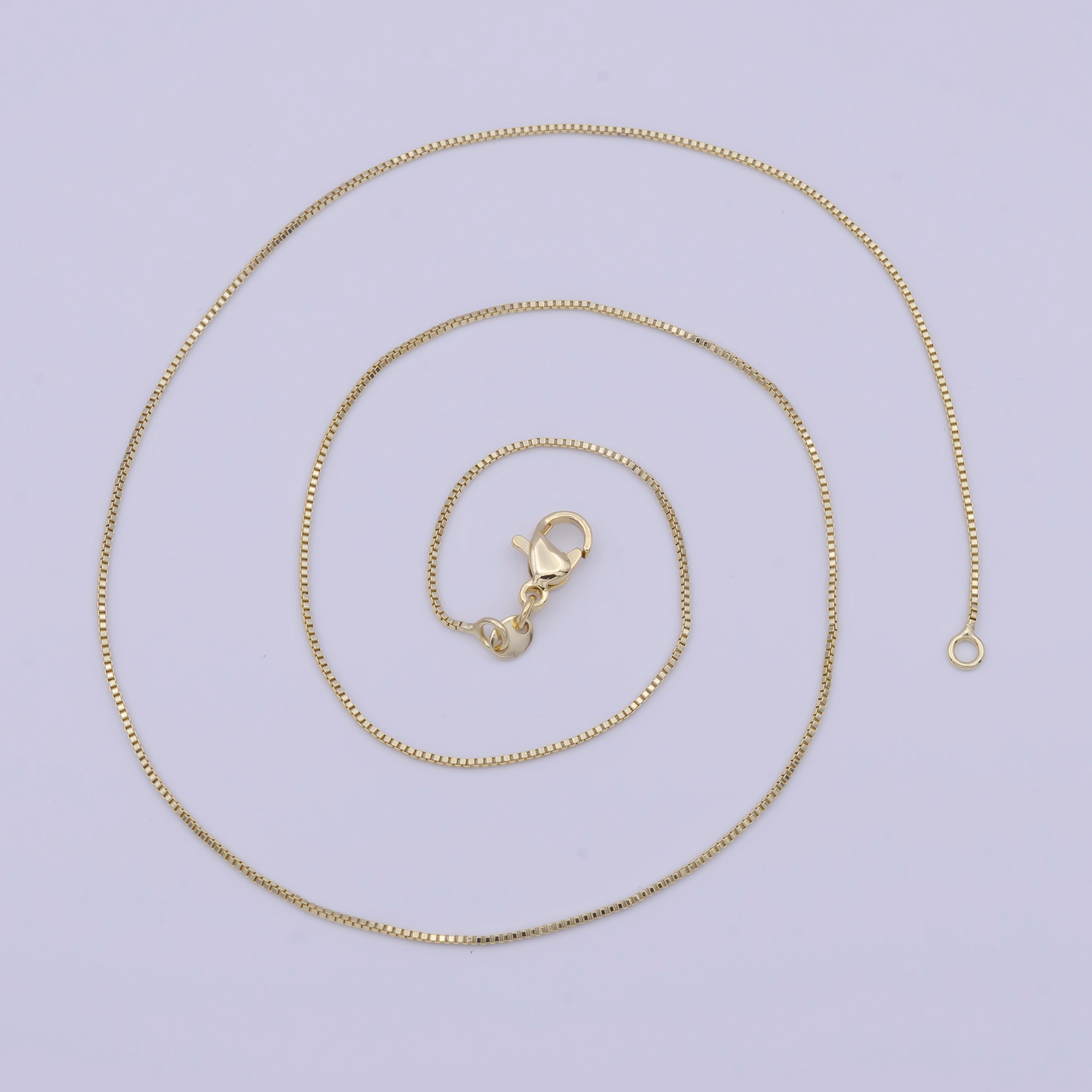 Fine Box Chain 19" Ready to Wear 14k Gold Filled Box Chain with Lobster Clasp, Simple Everyday Layering Necklace WA-1116 - DLUXCA