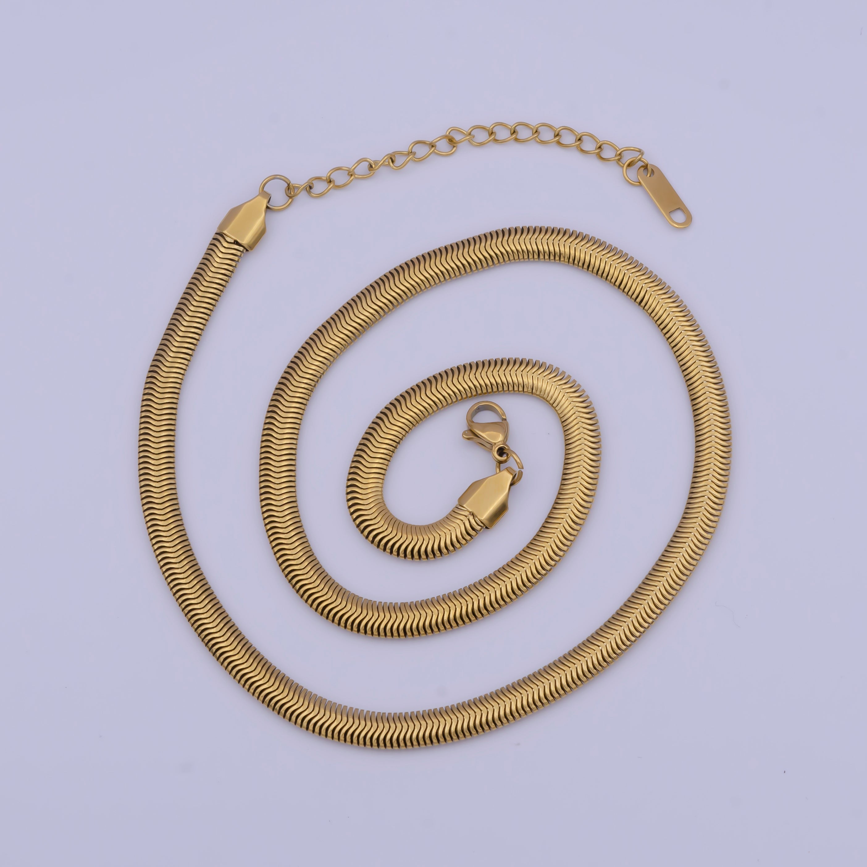 Snake Chain Necklace 16,18,20 Inch + 2.5" extender Length in 24k Gold Filled Chain WA-1138 - DLUXCA