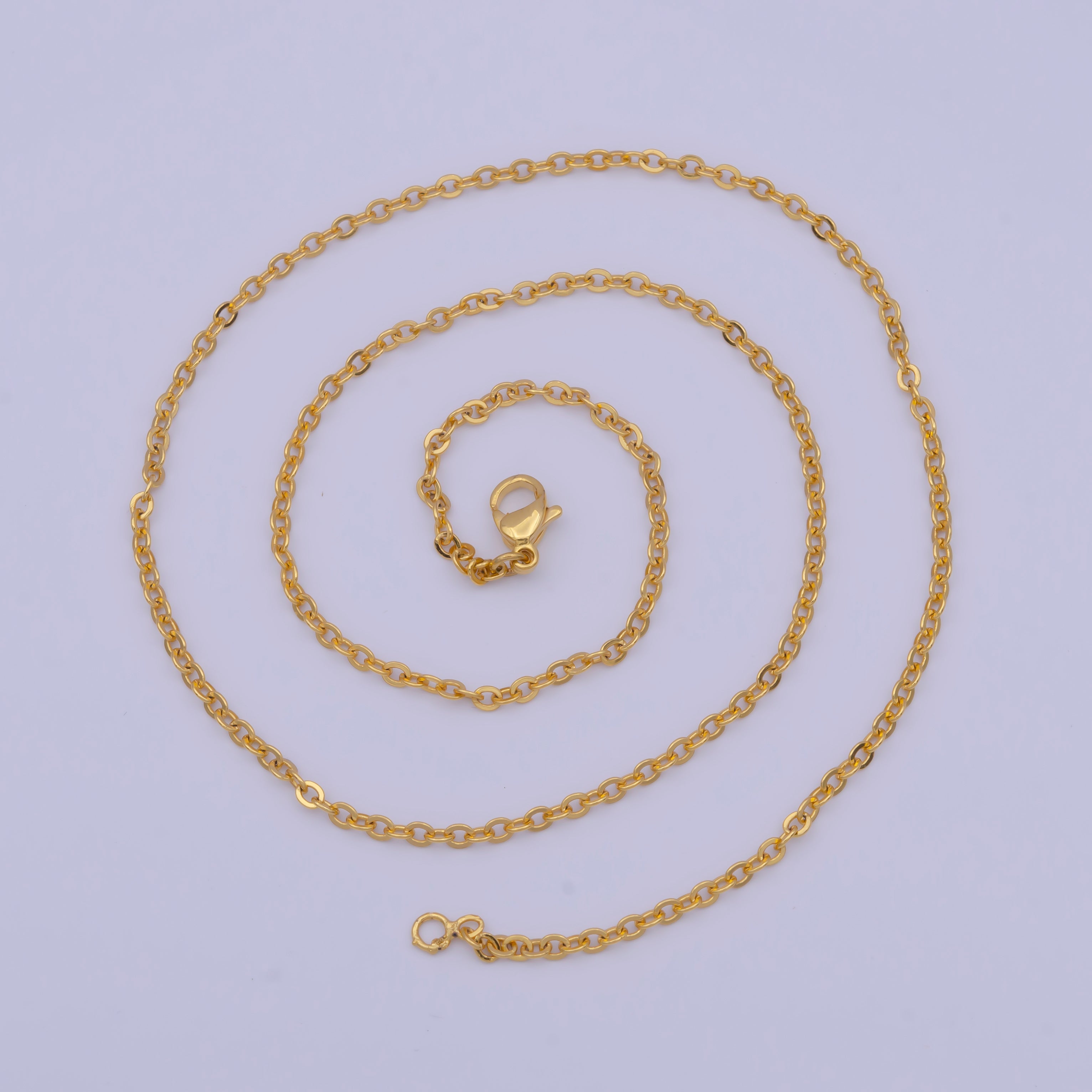 Dainty 24K Gold Filled Cable Chain Necklace Gold Link Chain Necklace Ready to Wear 17.5 Inch WA-1145 - DLUXCA