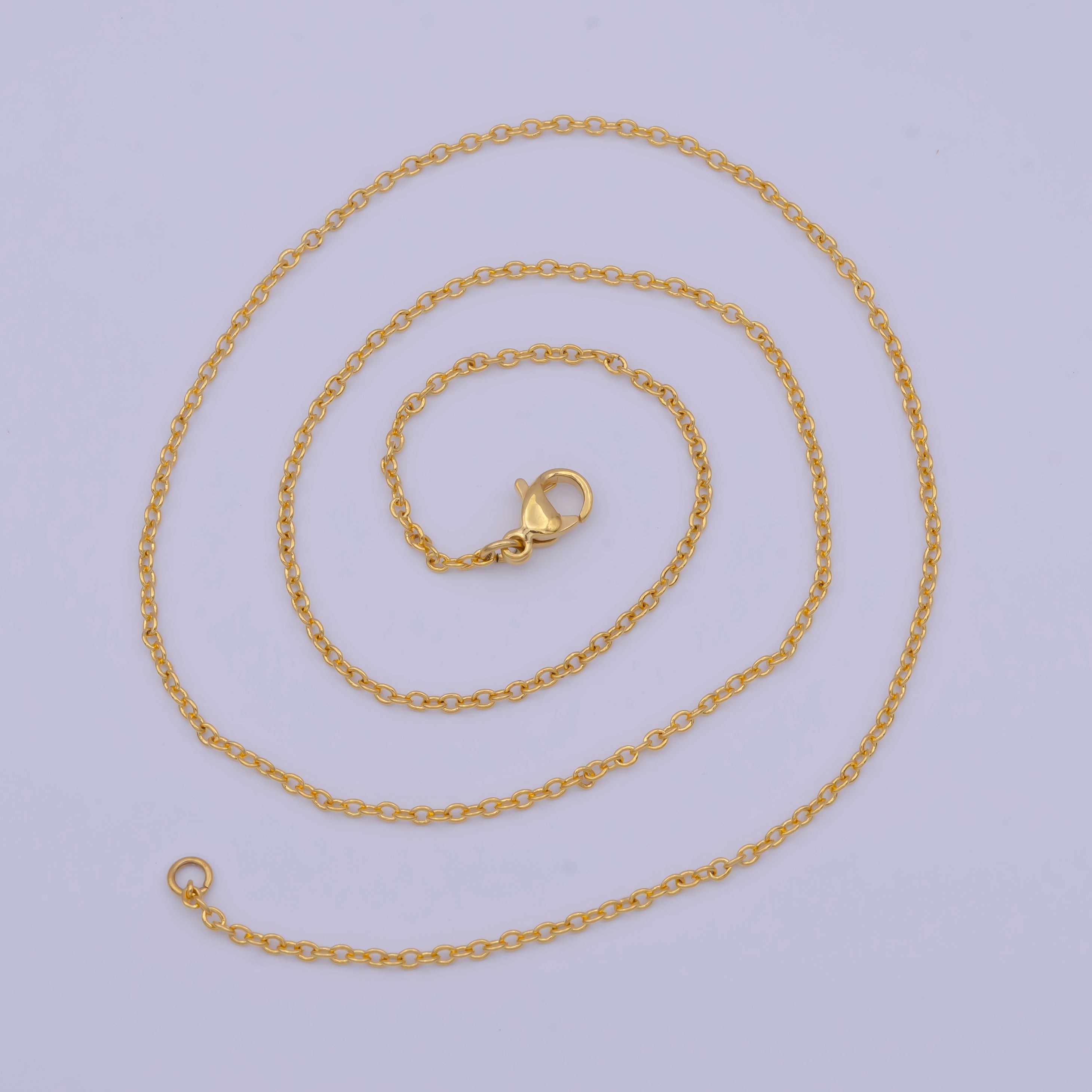 Dainty 24K Gold Filled Cable Chain Necklace Gold Link Chain Necklace Ready to Wear 17.5 Inch WA-1148 - DLUXCA