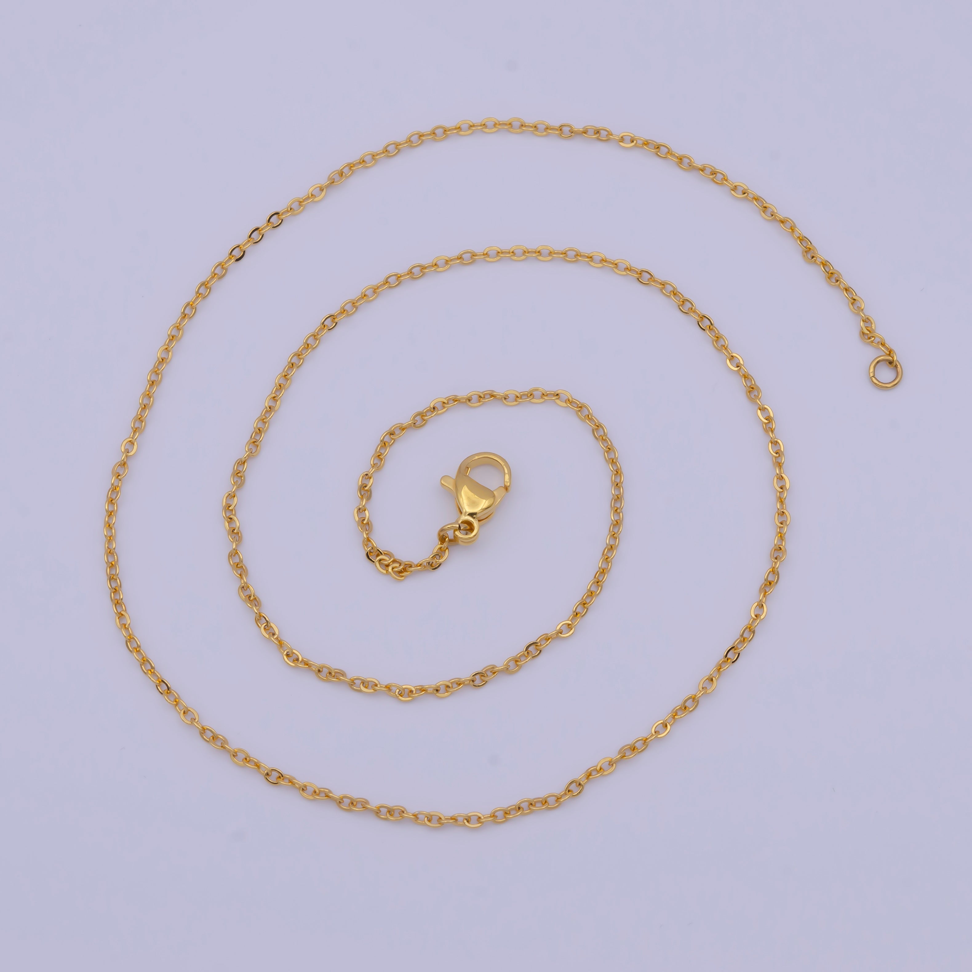 Dainty 24K Gold Filled Cable Chain Necklace Gold Link Chain Necklace Ready to Wear 17.5 Inch WA-1148 - DLUXCA