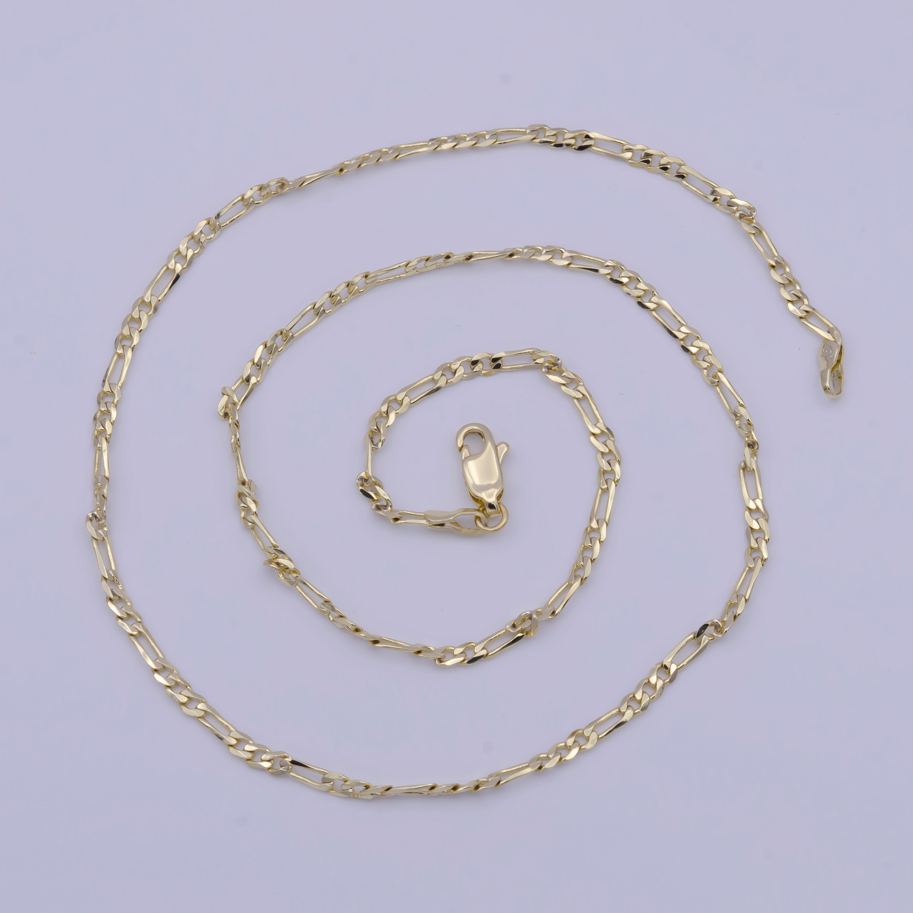 14K Gold Filled Dainty Figaro Chain 17 inch Minimalist Necklace 2.5mm Width Ready to Wear WA-1155 - DLUXCA