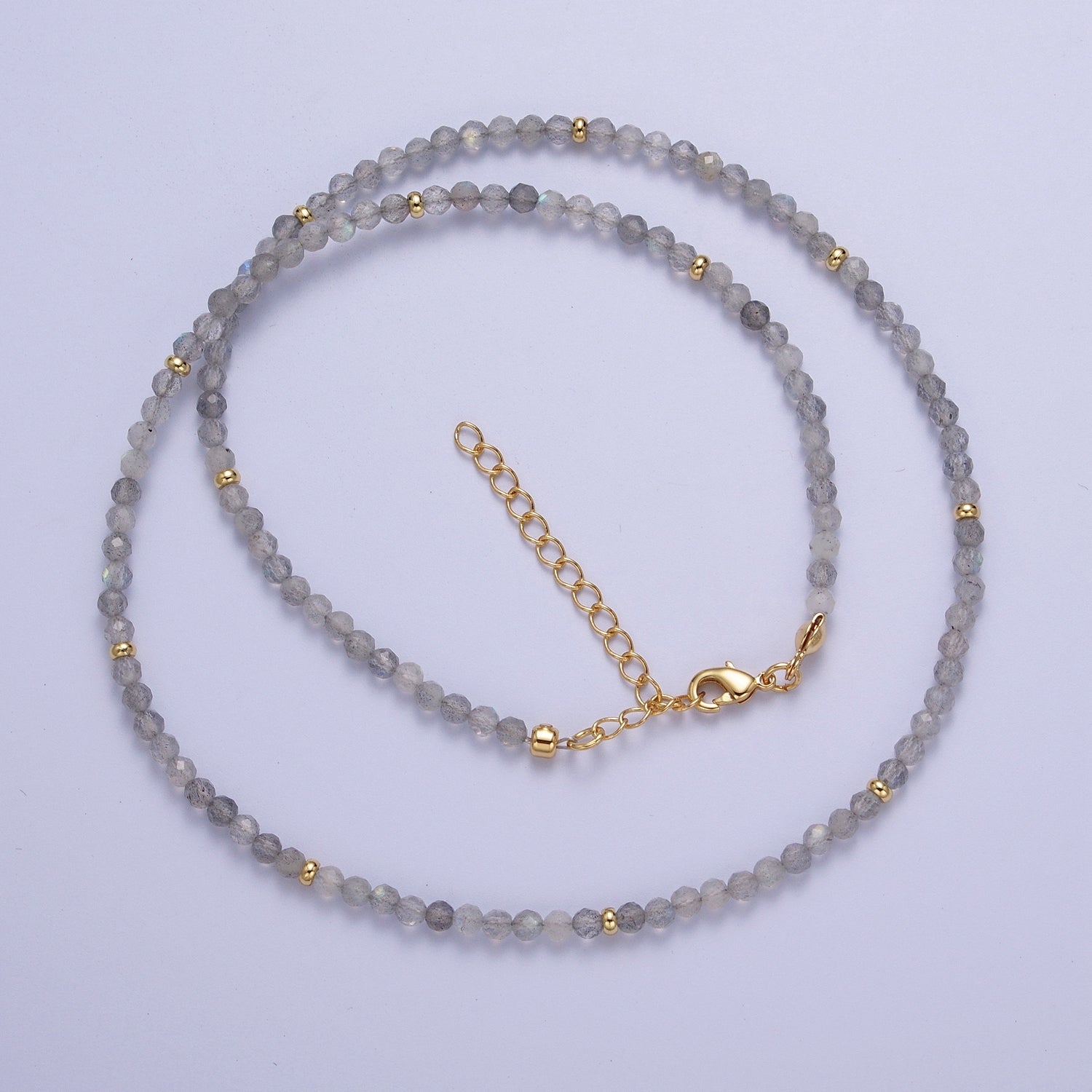 Dainty Moonstone Beaded Necklace Ready to Wear 17.5 inch + 1.5 Inch extender WA-1194 - DLUXCA