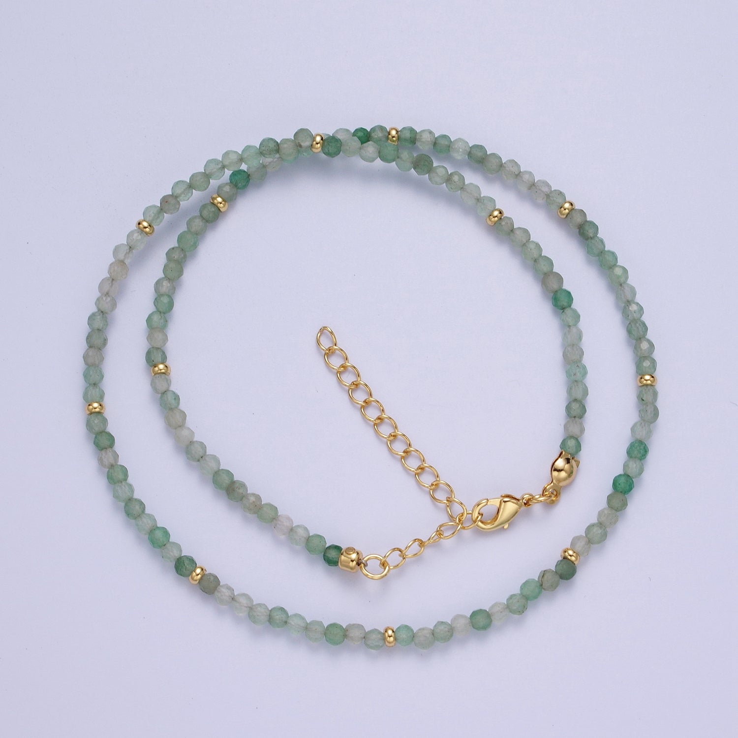 Dainty Green Aventurine Beaded Necklace Ready to Wear 17.5 inch + 1.5 Inch extender WA-1195 - DLUXCA