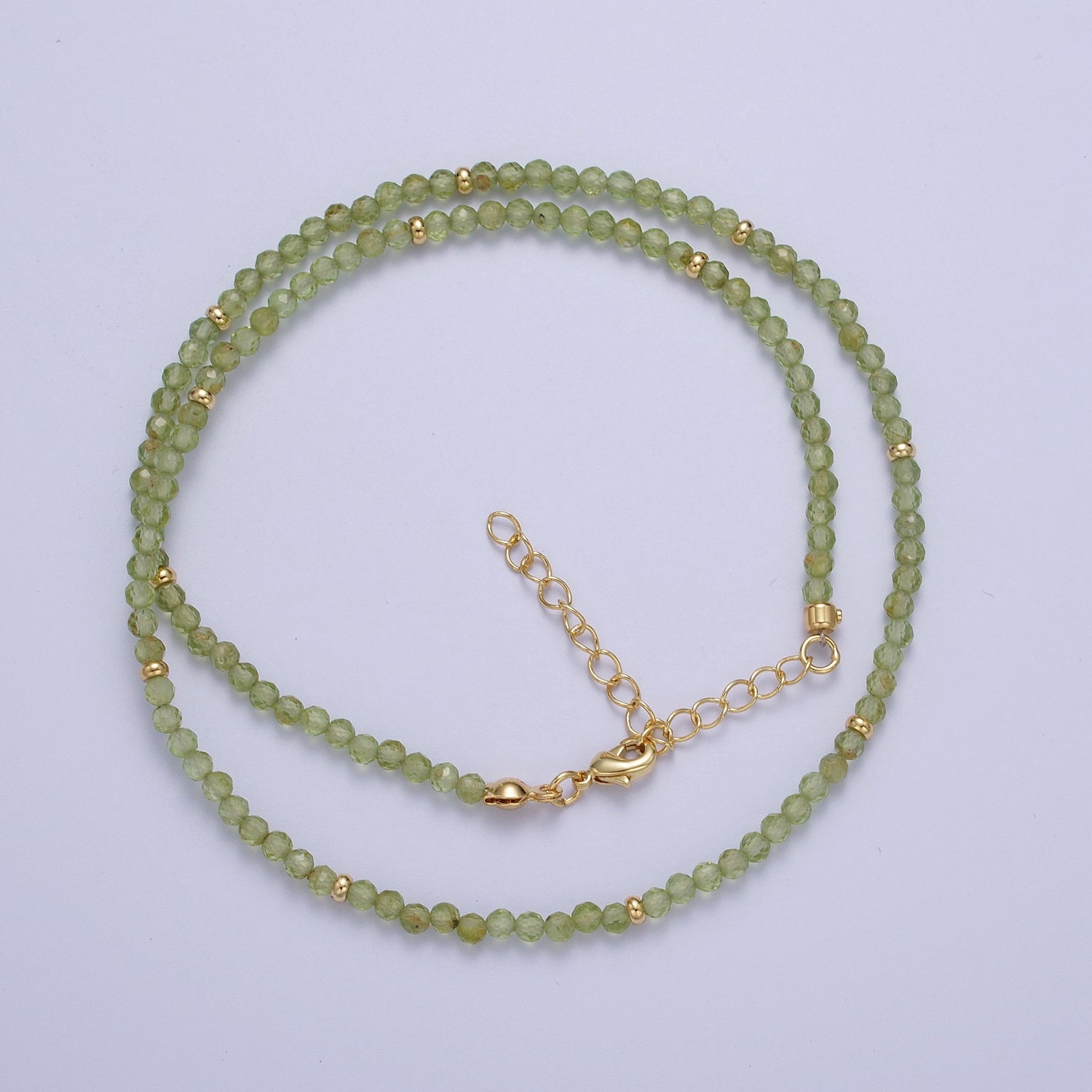 Dainty Green Prehnite Beaded Necklace Ready to Wear 17.5 inch + 1.5 Inch extender WA-1196 - DLUXCA