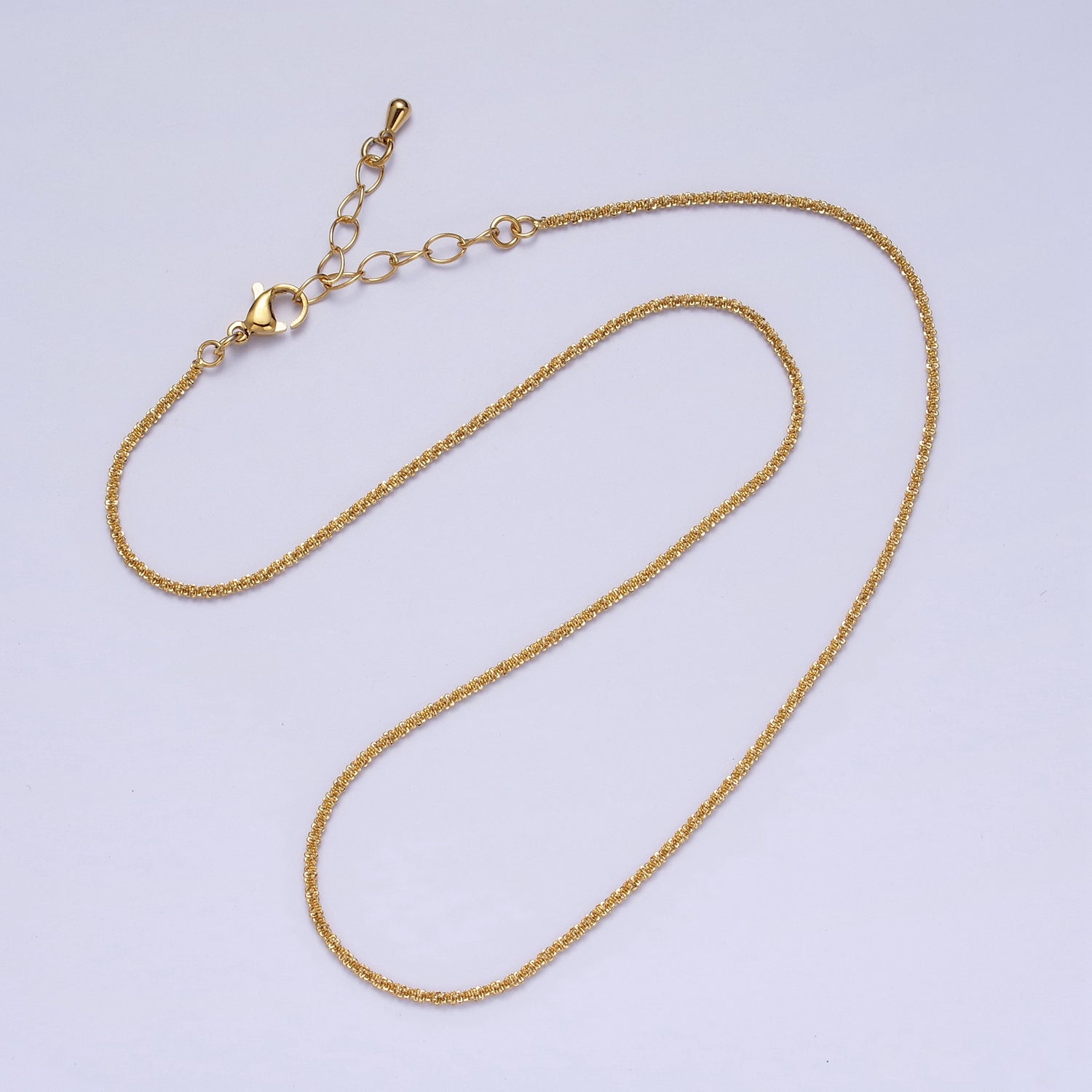 24K Gold Filled 1.5mm Byzantine Twist Designed 17.5 Inch Gold, Silver Chain | WA-1257 WA-1295 - DLUXCA