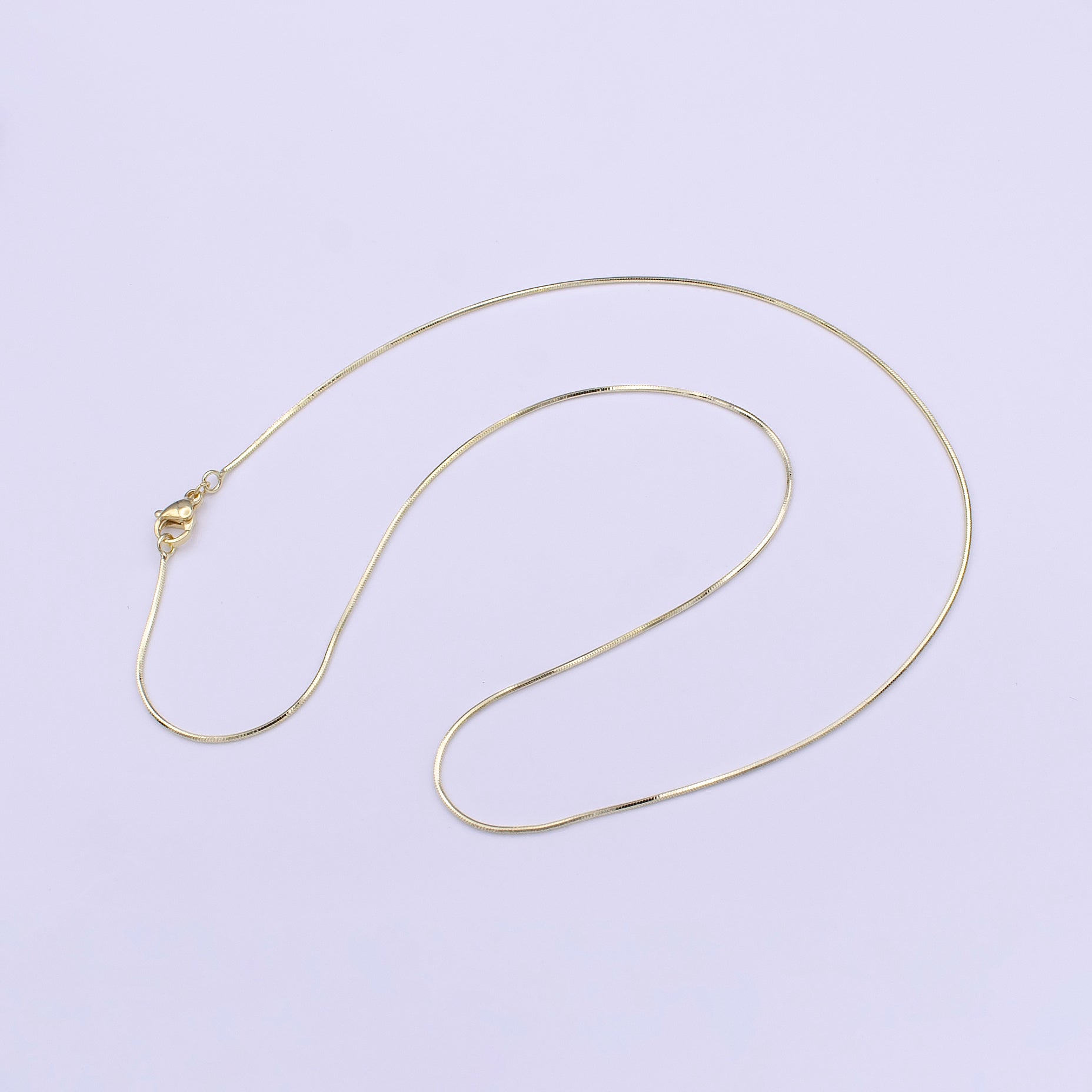Dainty 0.8mm Cocoon Chain 19.5 Inch Layering Gold Necklace | WA-1275 - DLUXCA