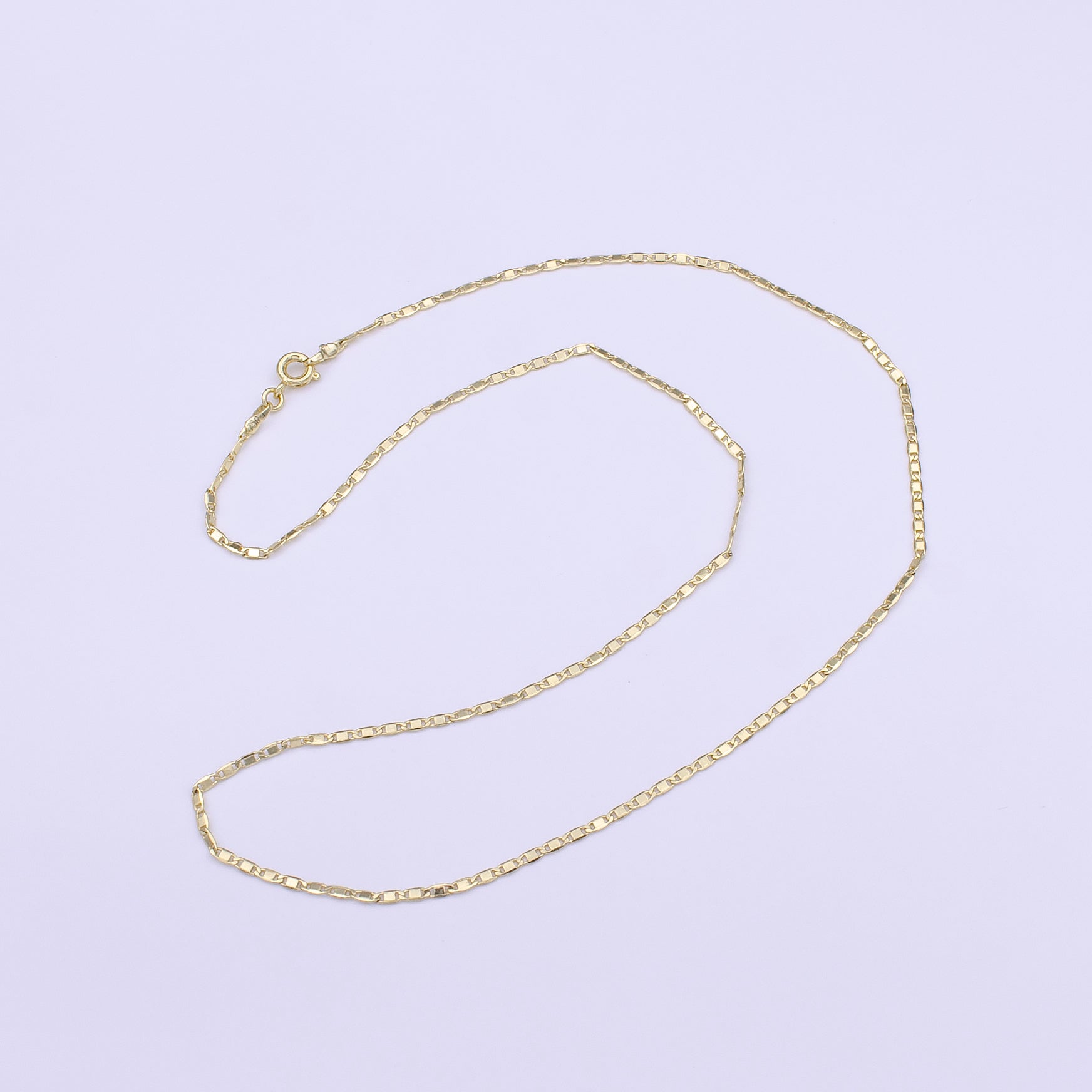 14K Gold Filled 1.5mm Dainty Anchor Mariner Link 17.75 Inch Chain Necklace | WA-1276 - DLUXCA