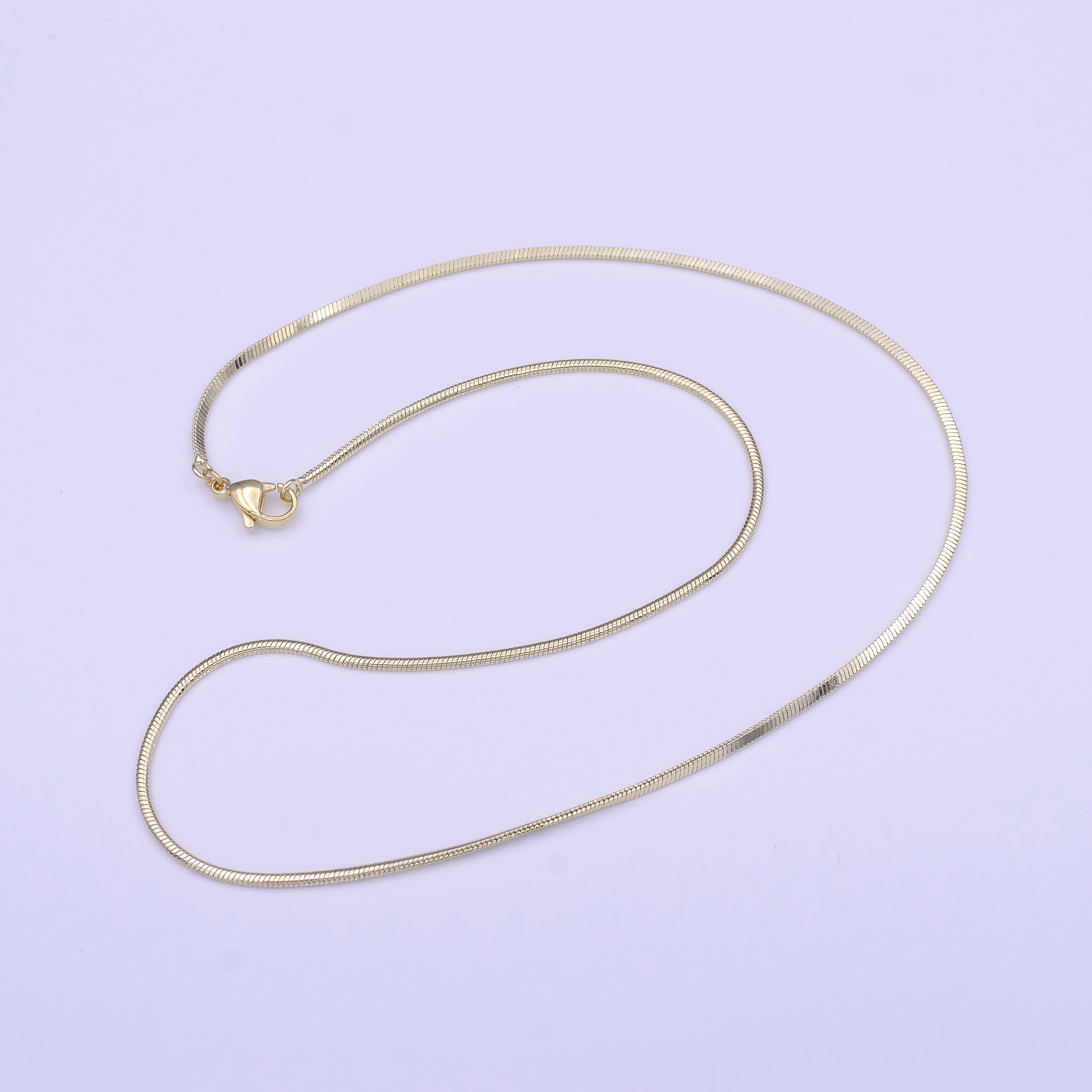 14K Gold Filled Dainty 1.5mm Omega 18 Inch Chain Necklace w. Lobster Clasps Closure | WA-1456 - DLUXCA