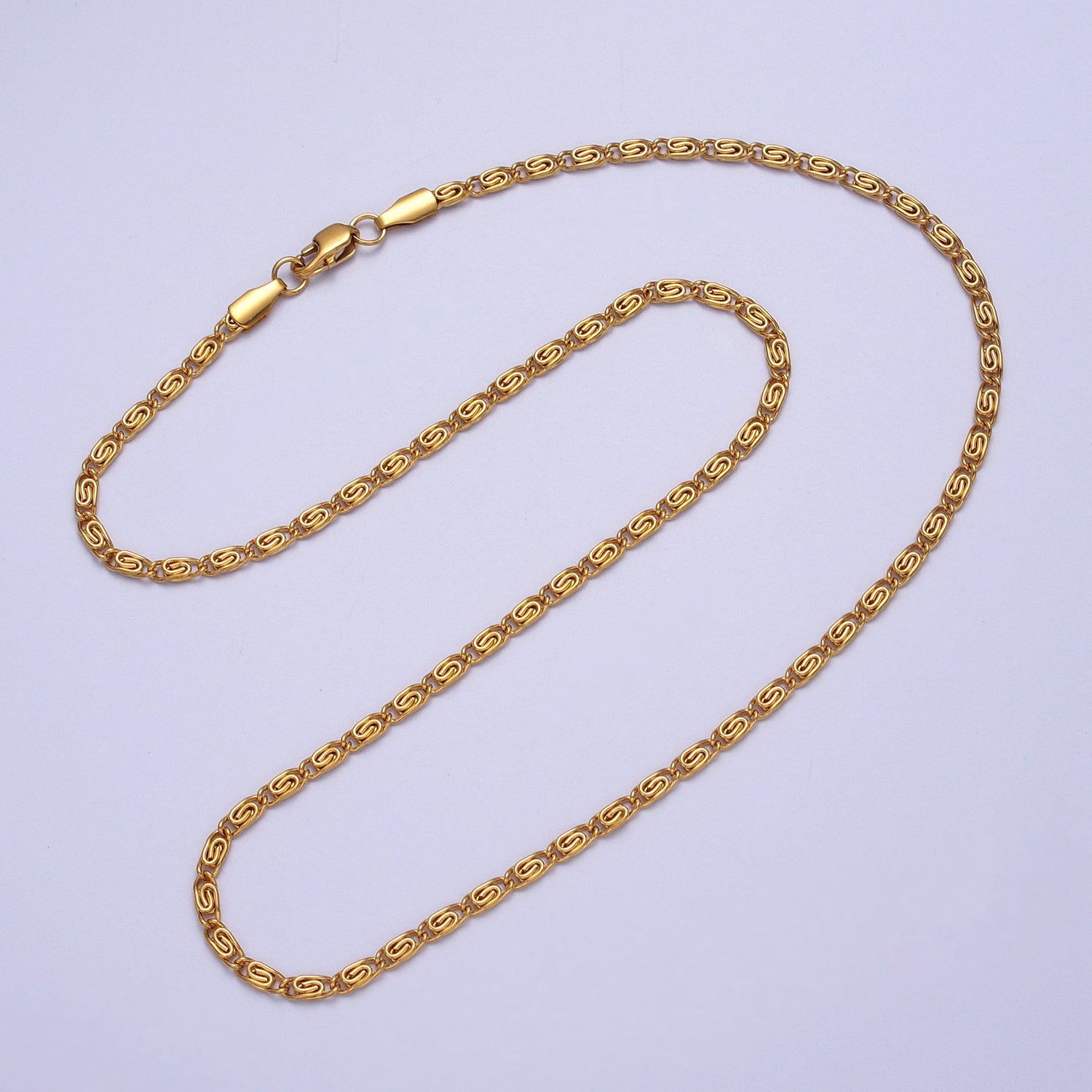 Gold Filled 2.6mm Gold & Silver Scroll Chain in 16, 18, 20 Inch Length Necklace | WA-1486, WA-1482, WA-1488 - DLUXCA