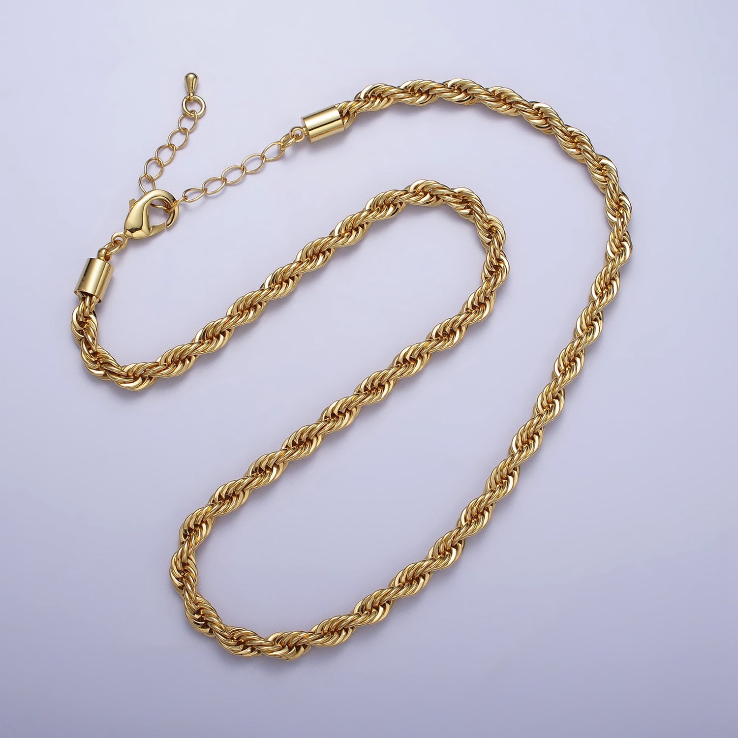 Bold Gold Rope necklace, Thick Chunky chain necklace 5mm Twist Necklace 17", 19.5 inch + 2 inch extender WA-1532 WA-1533 WA-1534 WA-1535 - DLUXCA