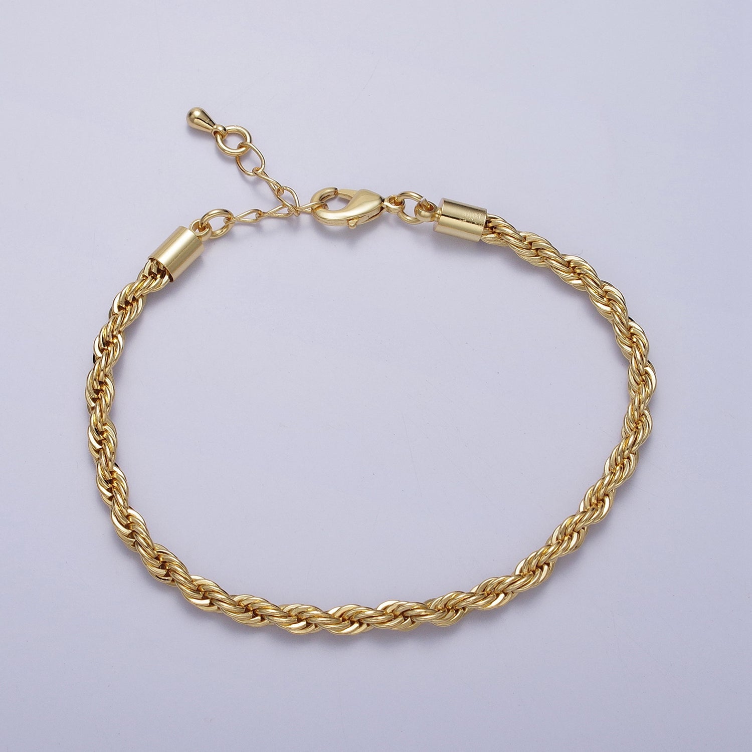 Gold Twisted Rope Chain Bracelet Silver Chunky Rope Chain bracelet 3.7mm thickness WA1538 WA1539 - DLUXCA