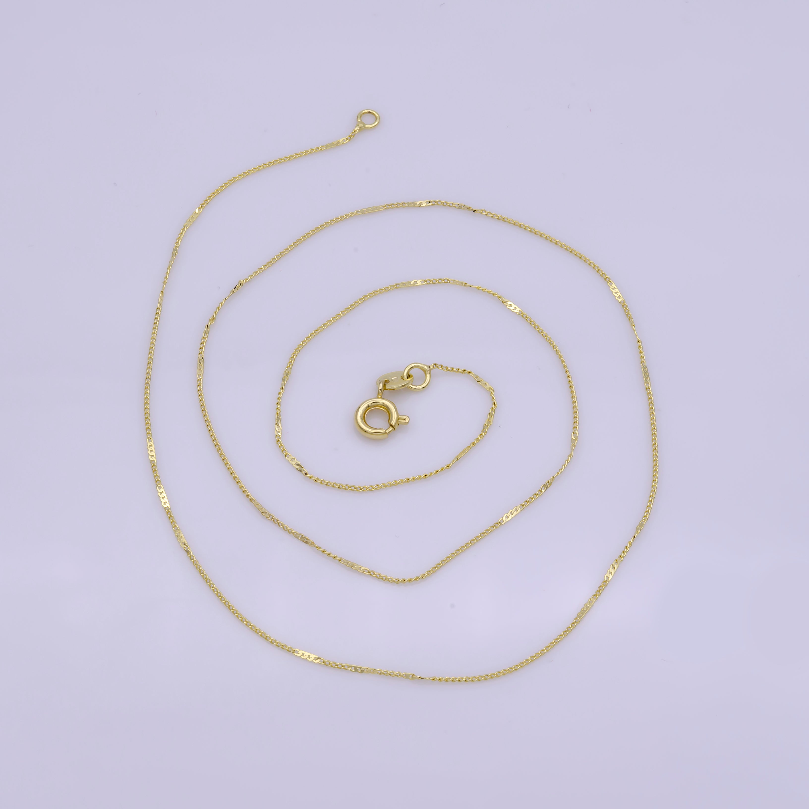 Gold Curb Necklace Dainty Curb Necklace 17.5 inch long Ready to Wear Chain - DLUXCA