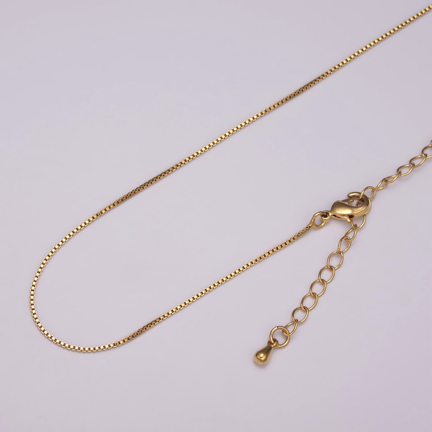Dainty Box Chain Finished Chain For Necklace Making 0.8mm Width Box Necklace w/ Lobster Clasp - DLUXCA