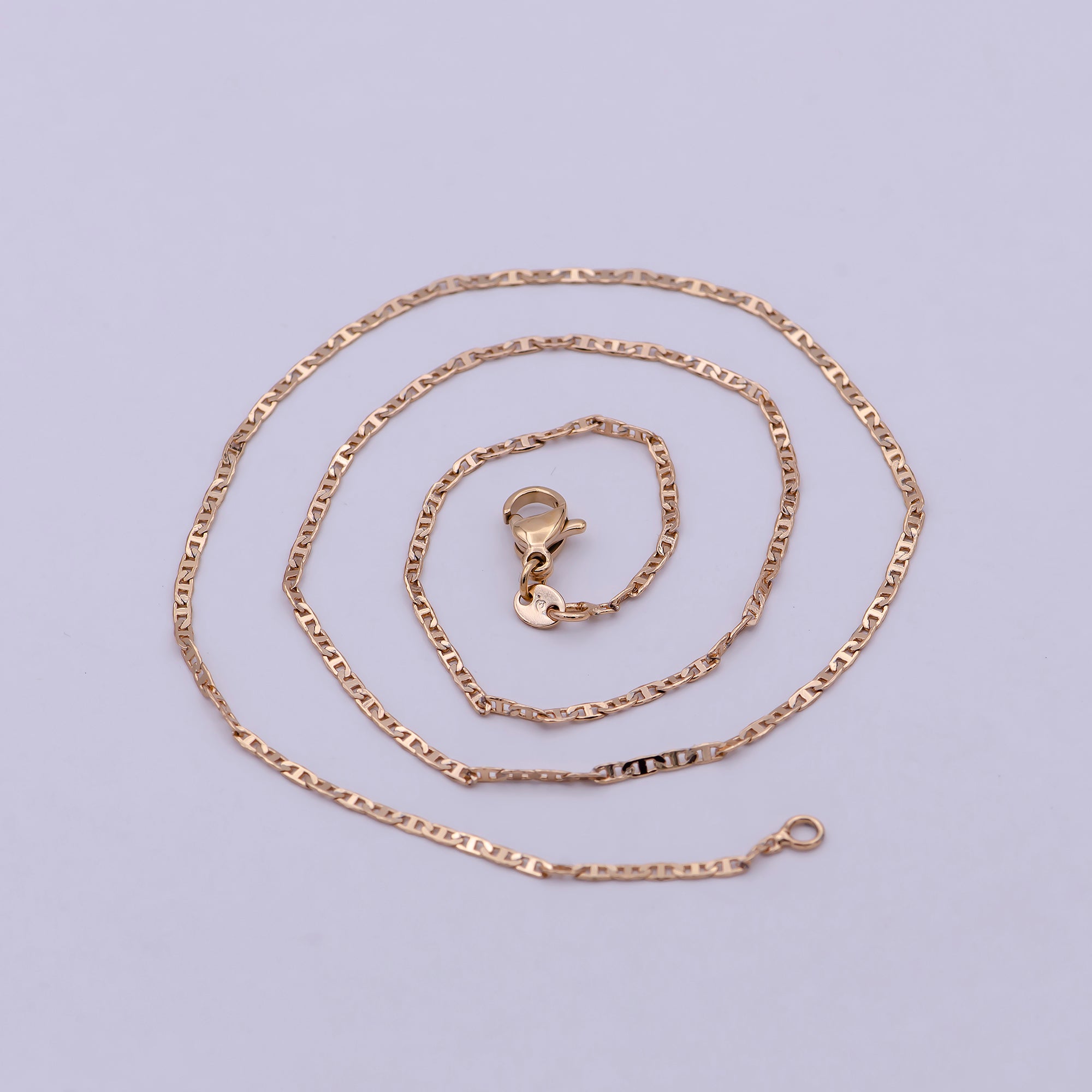 1.5mm Mariner Anchor Link Chain Necklace Rose Gold Filled Necklace 17.5 inch long WA-544 - DLUXCA