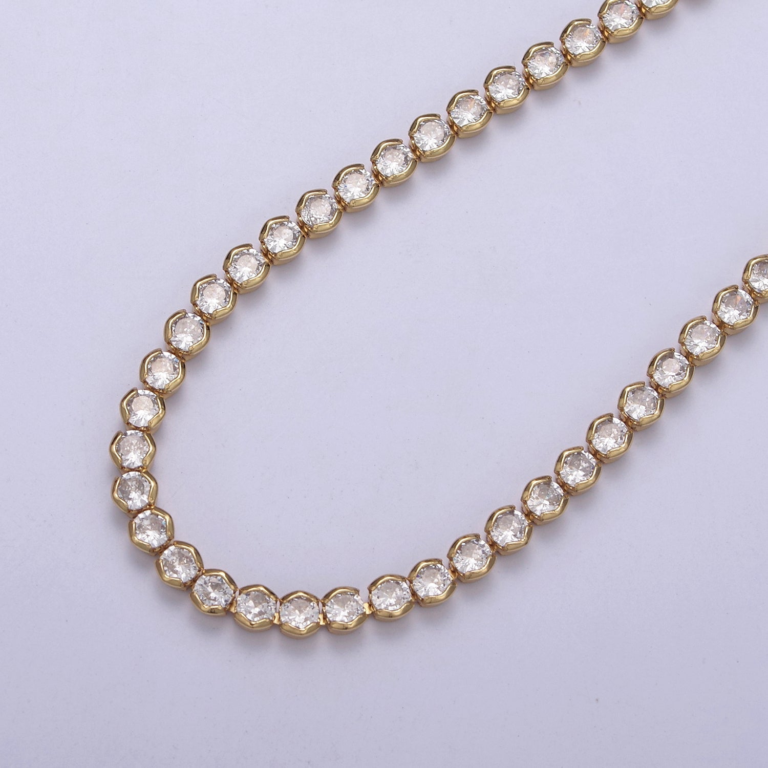 Round Cubic Zirconia Tennis Necklace , Diamond Necklace , 14K Gold Filled Tennis Adjustable Necklace, Gift for her WA-600 - DLUXCA