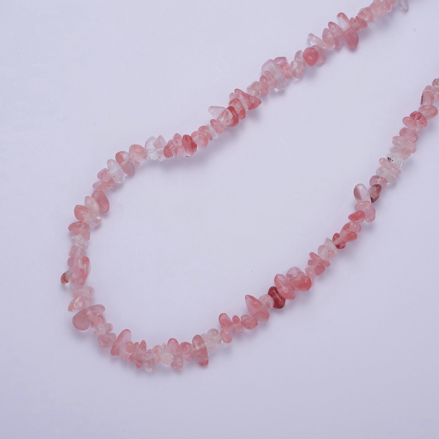 17.7 Inch Natural Watermelon Quartz Crystal Stone Bead Necklace with 2" Extender WA-634 - DLUXCA