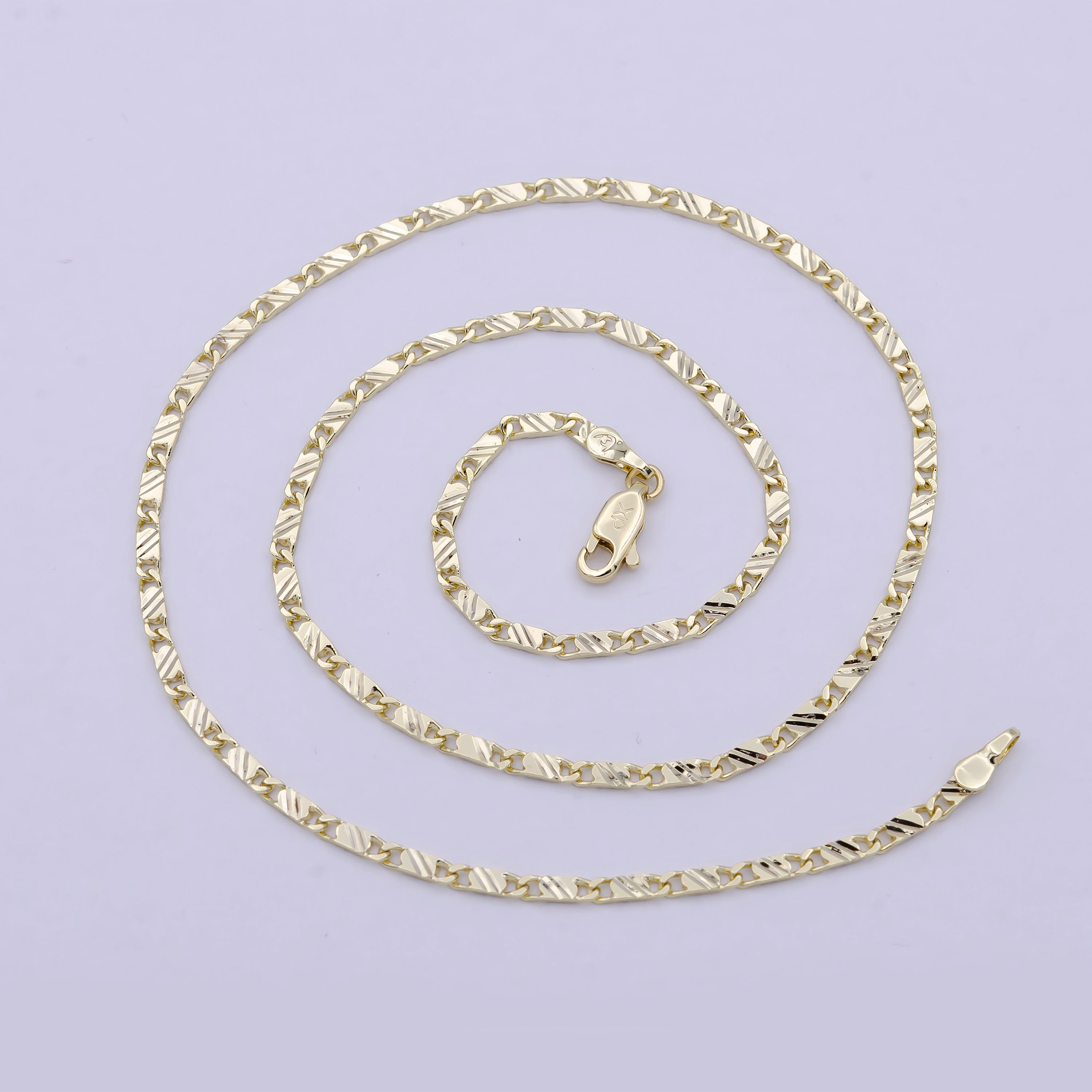 Dainty 14K Gold Filled Scroll Chain for Woman Necklace 17 inch WA-801 - DLUXCA