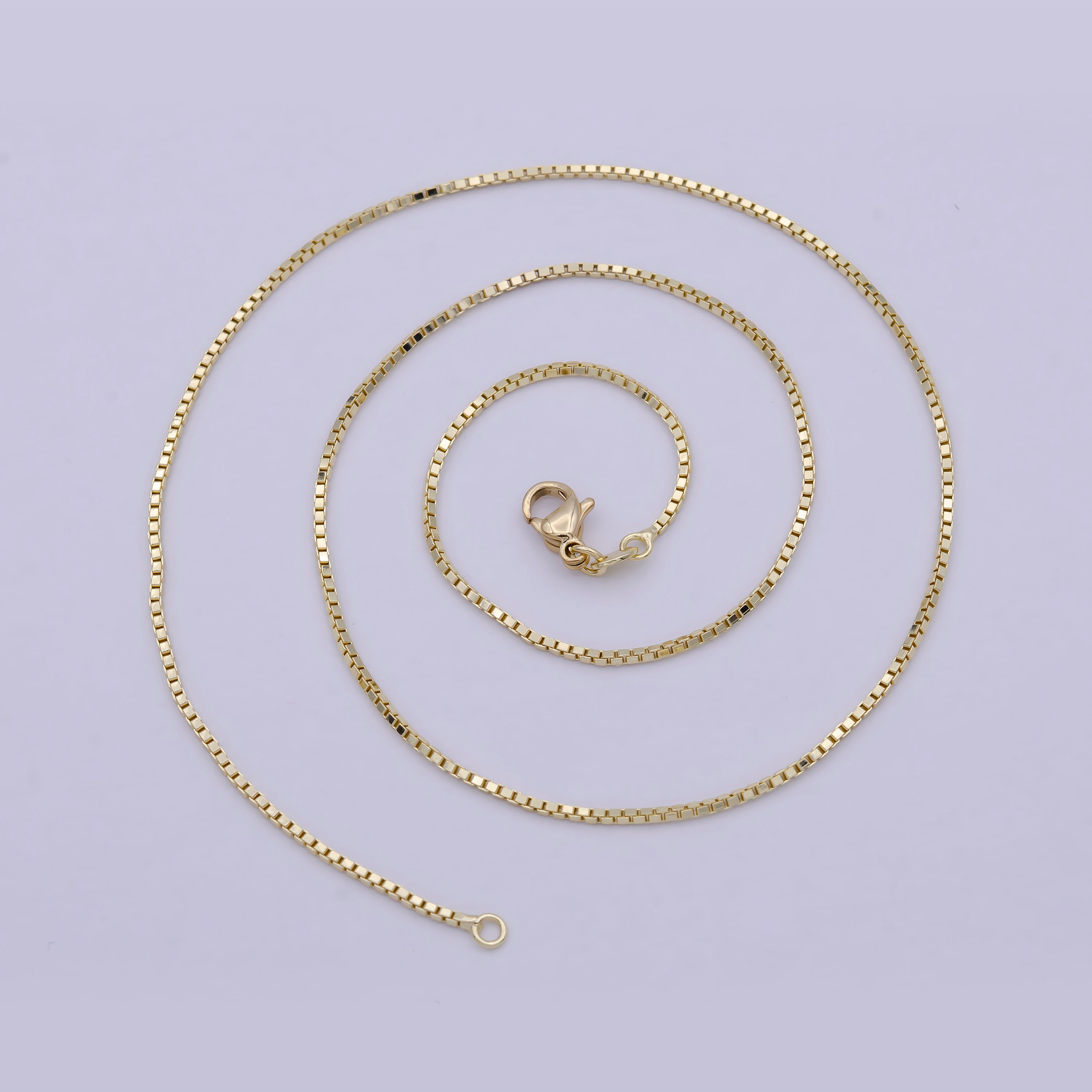 Dainty Chain box necklace 17.7 inch box, Dainty gold Box chain 1.1mm minimalist necklace jewelry supply WA-825 - DLUXCA
