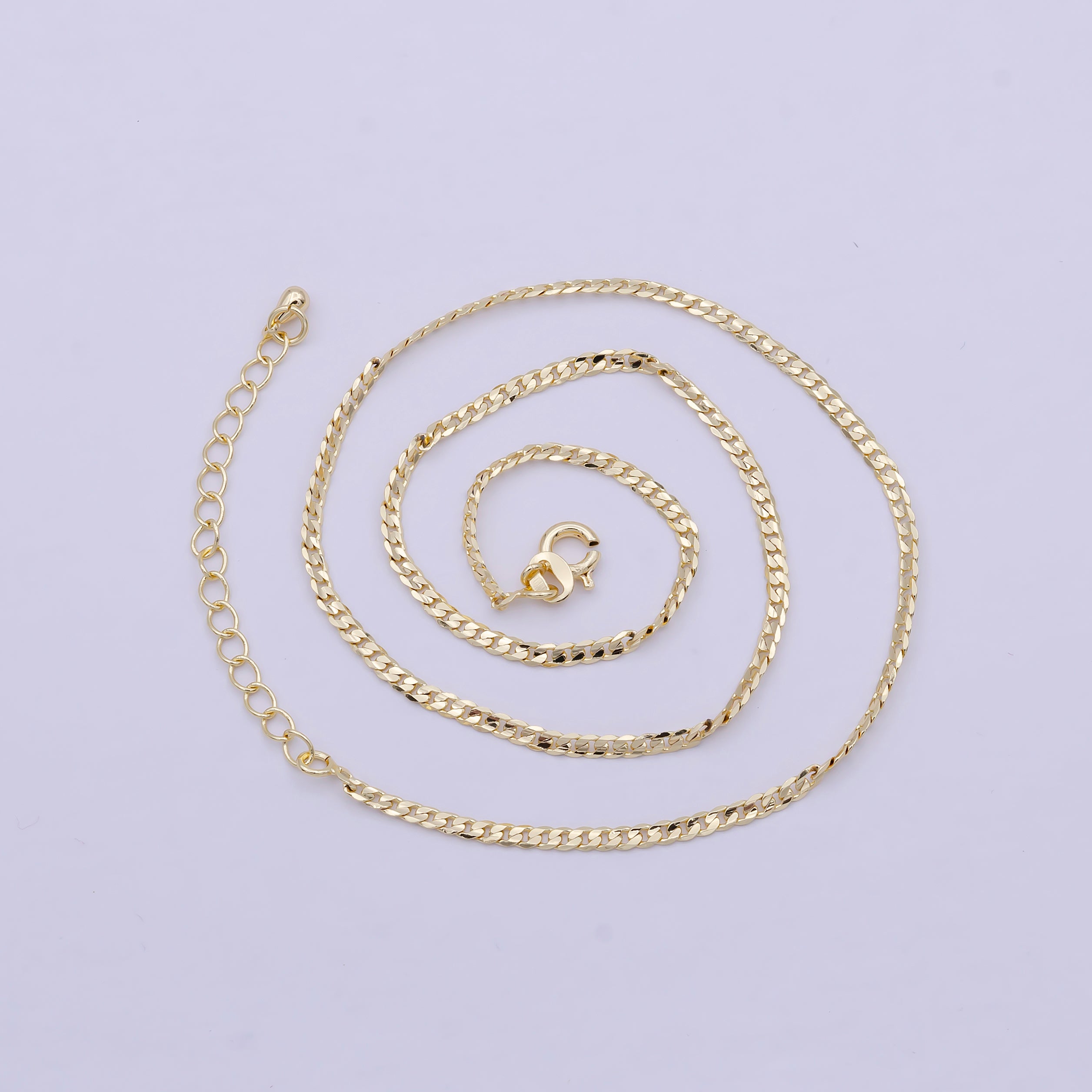 Dainty Miami Cuban Gold Curb Link Chain, 2.2mm 18K Gold filled Chain Necklace• Gold Necklace Goldfilled Layer Necklace WA-829 - DLUXCA