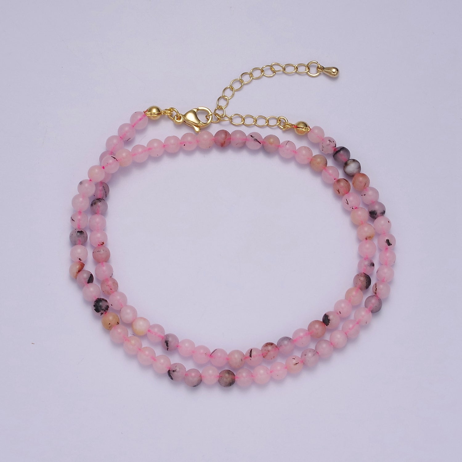 Handmade Pink Jade Bead Neklace for Layering Jewelry WA-876 - DLUXCA