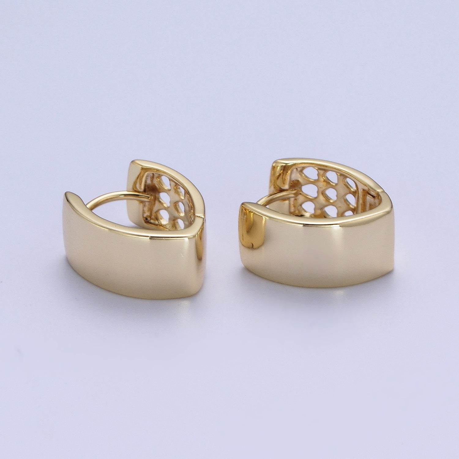 14K Gold Filled Minimalist Wide Band Triangle Huggie Hoop Earrings | X907 - DLUXCA