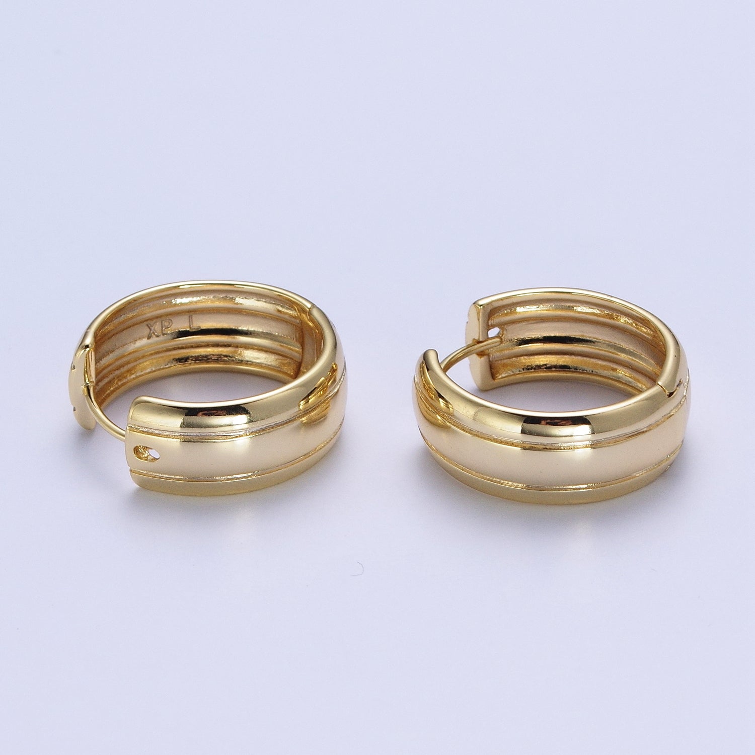 14K Gold Filled Minimalist Plain Gold Small Bold Thick Hoop Huggie Earring, Perfect for Everyday Wear or Gift | X910 - DLUXCA