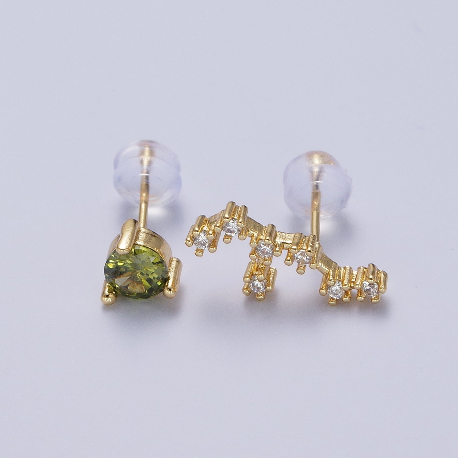 24K Gold Filled Set Birthstone & Astrology Zodiac Horoscope Constellation Cubic Zirconia Stud Earrings | Y014-Y025 - DLUXCA