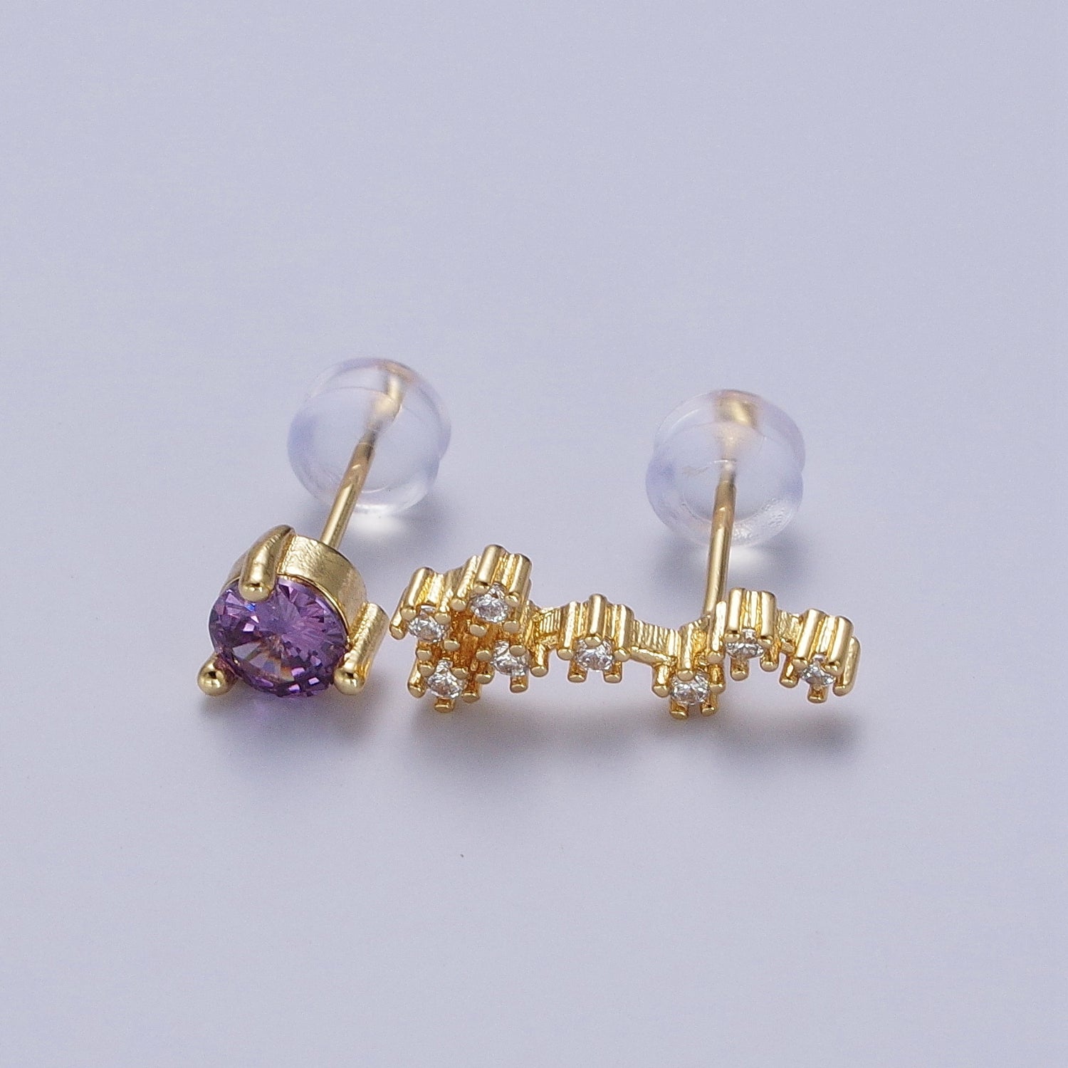 24K Gold Filled Set Birthstone & Astrology Zodiac Horoscope Constellation Cubic Zirconia Stud Earrings | Y014-Y025 - DLUXCA