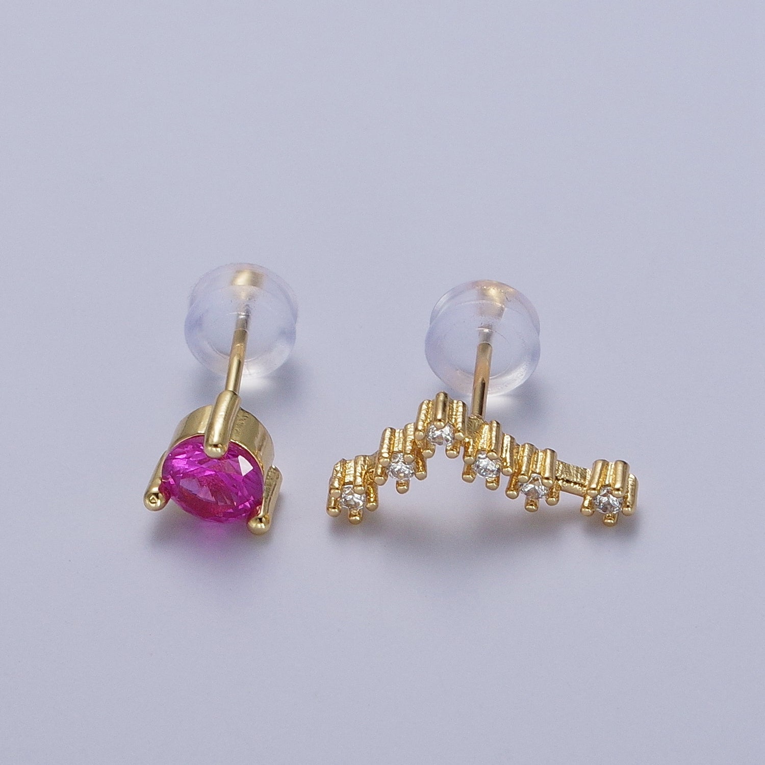 24K Gold Filled Set Birthstone & Astrology Zodiac Horoscope Constellation Cubic Zirconia Stud Earrings | Y014-Y025 - DLUXCA