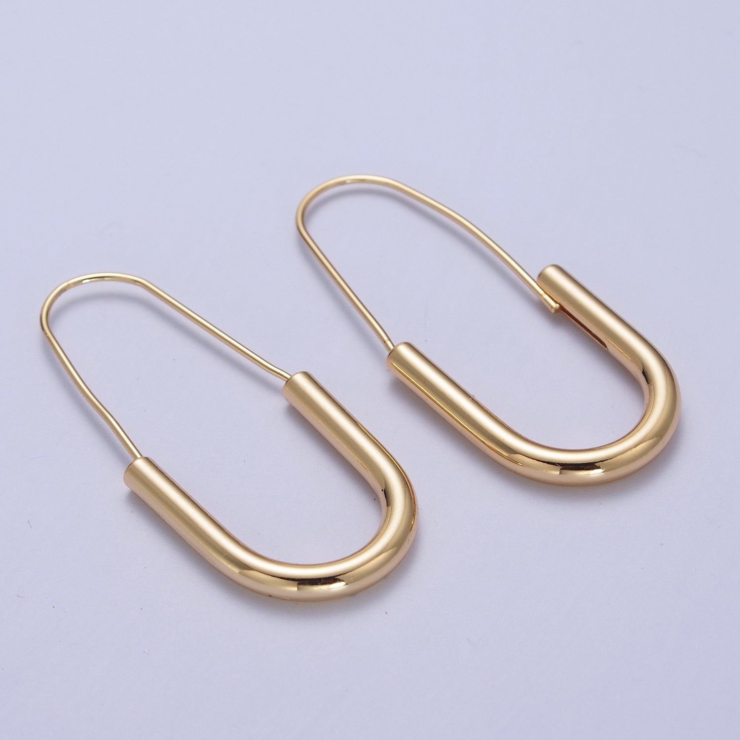 Gold Crescent U Hoop Long Hook Minimalist Earrings | Y146 - DLUXCA