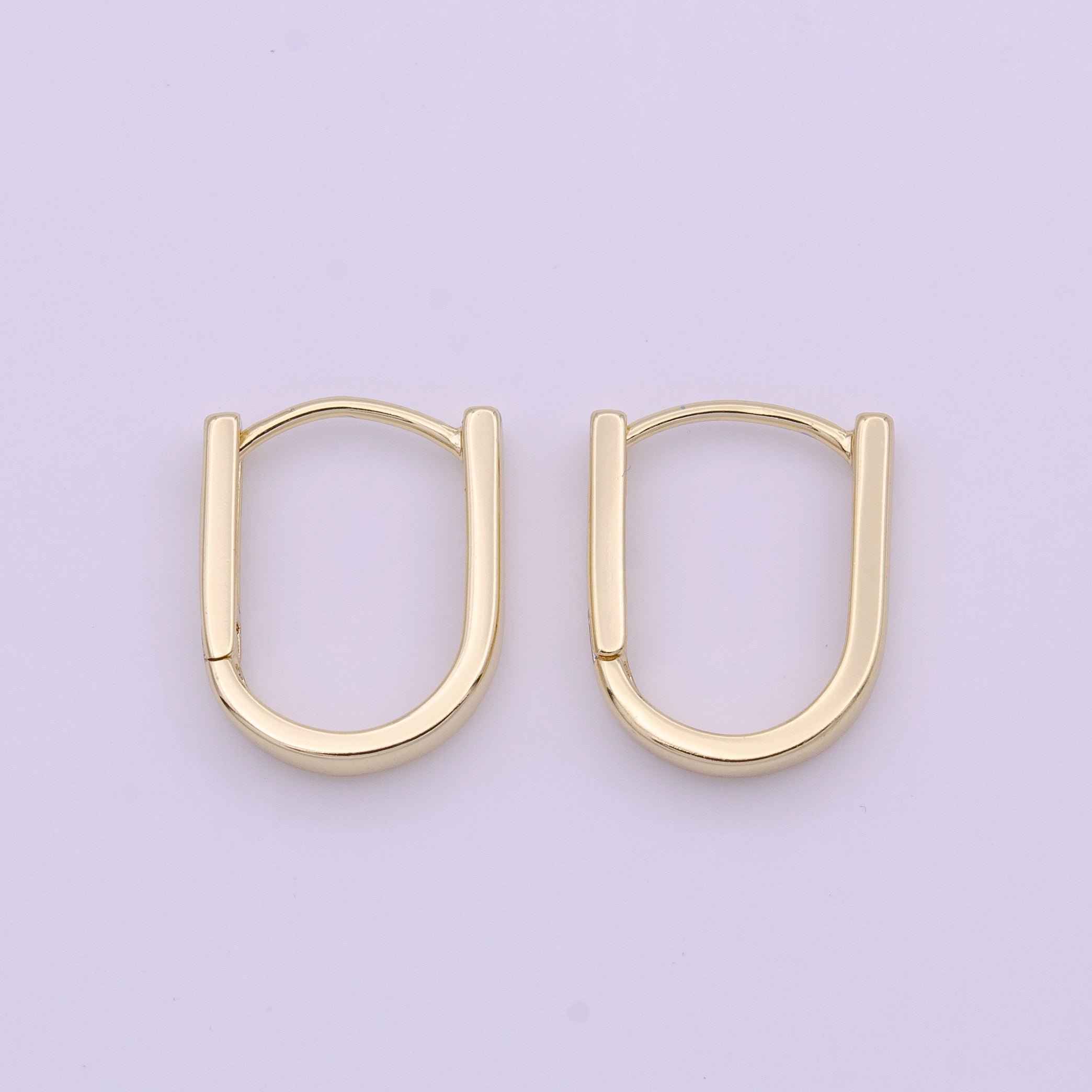Dainty Gold U Shaped Boxy 15mm Huggie Earrings | Y161 - DLUXCA