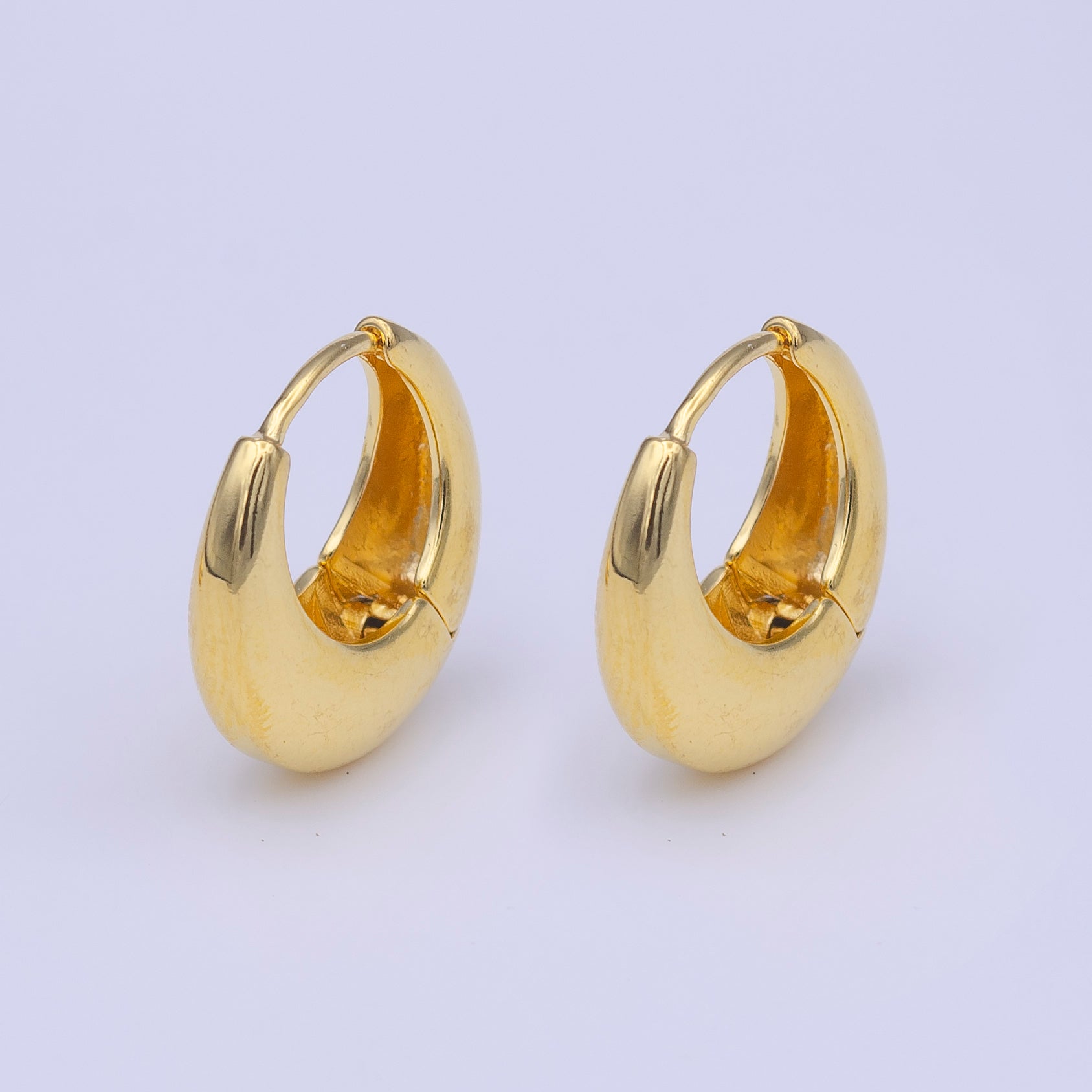 Chubby 18.5mm Dome Minimalist Gold Huggie Hoop Earrings | Y210 - DLUXCA