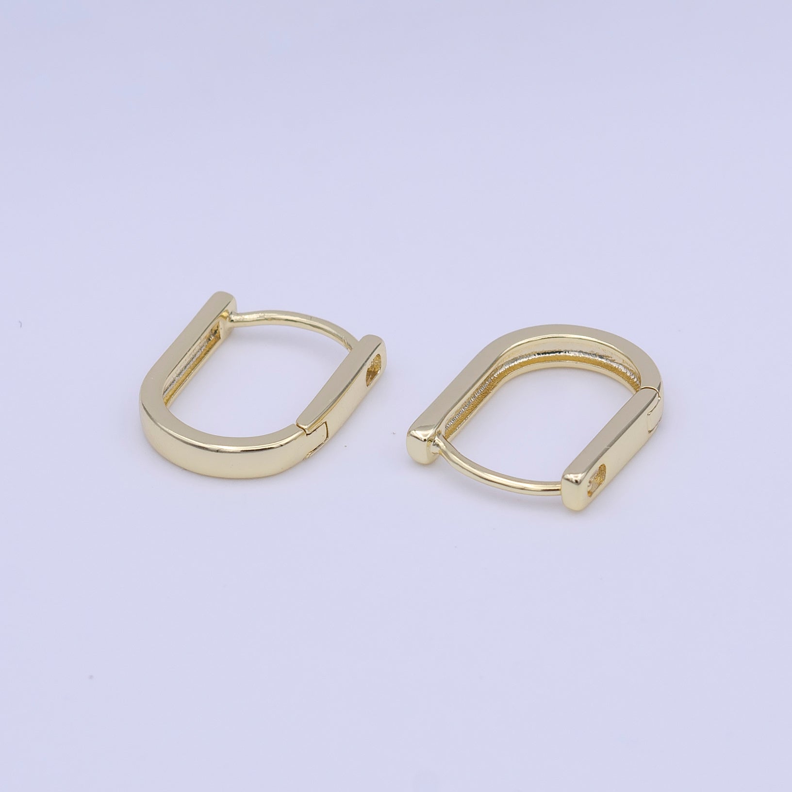 Dainty Gold U Shaped Boxy 15mm Huggie Earrings | Y161 - DLUXCA