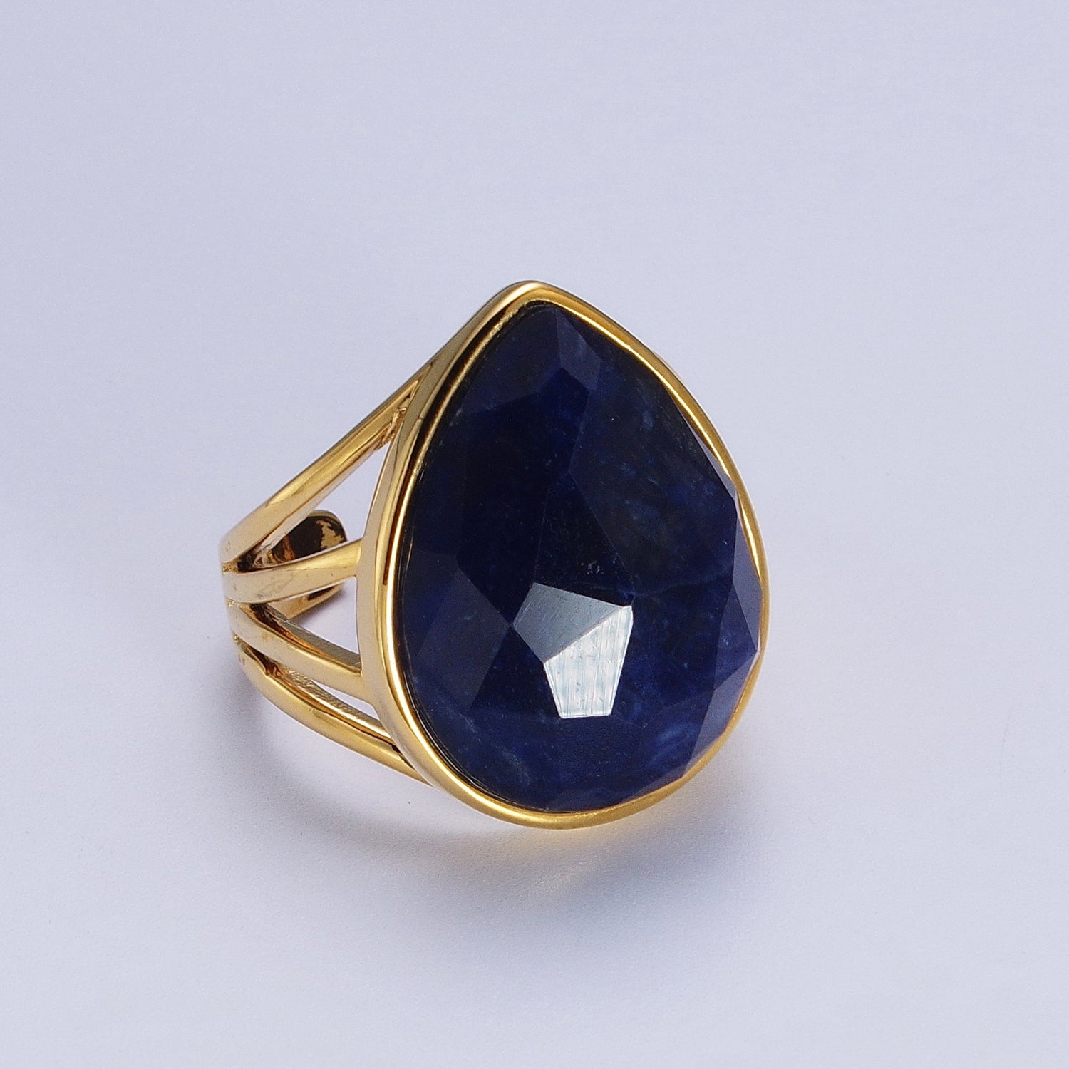 Gold Filled Multifaceted Teardrop Gemstone Ring | Y446 - Y451 Y459 - DLUXCA