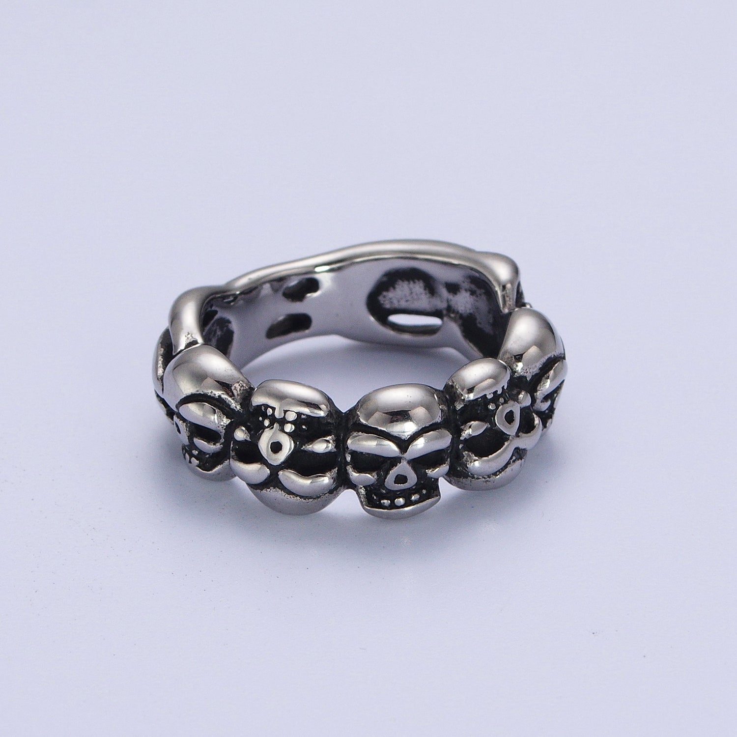 Stainless Steel Skeleton Skull Bone Lined Silver Ring | Y542 - Y545 - DLUXCA