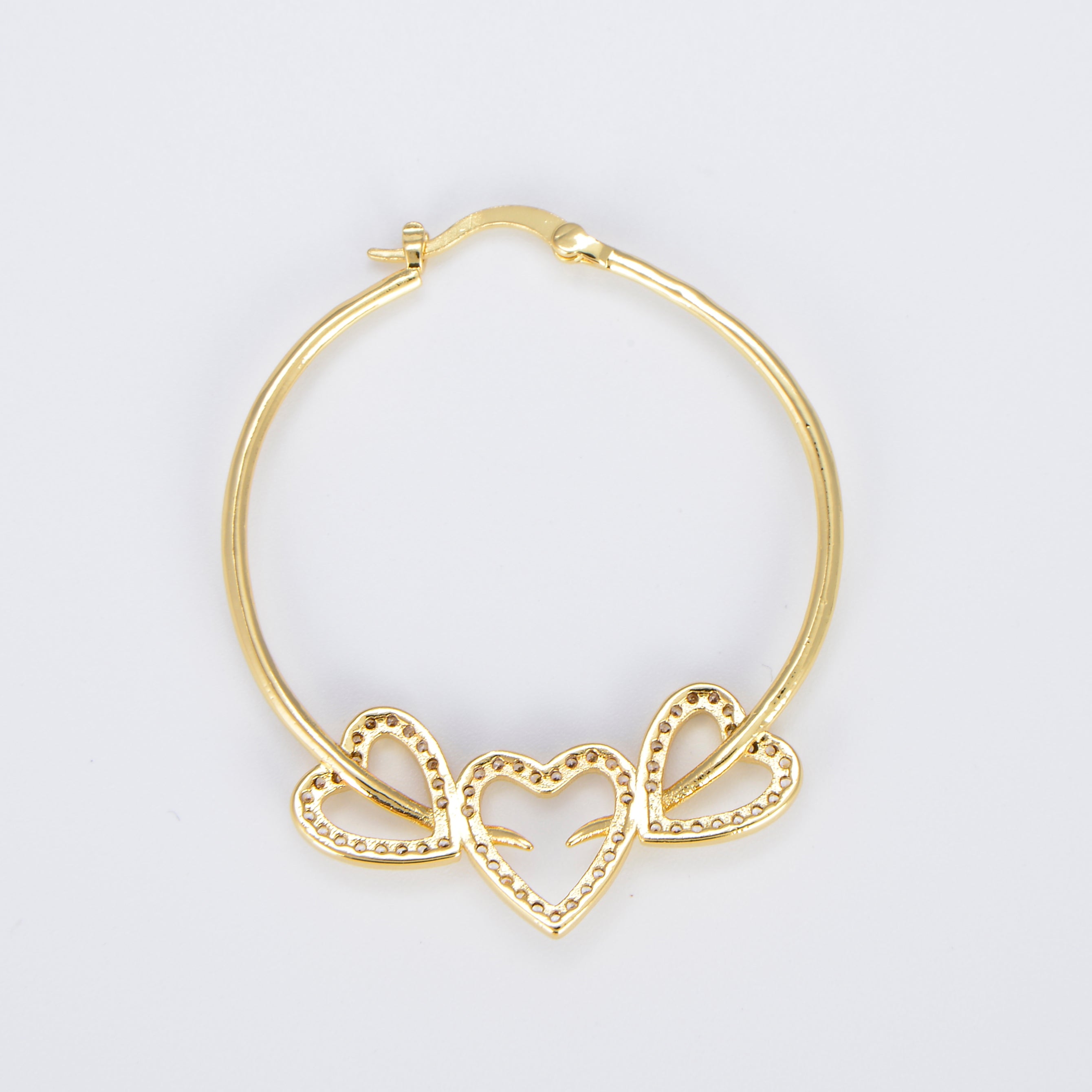 24K Gold Filled Hoop Heart Earring 40mm Love Hoops - DLUXCA