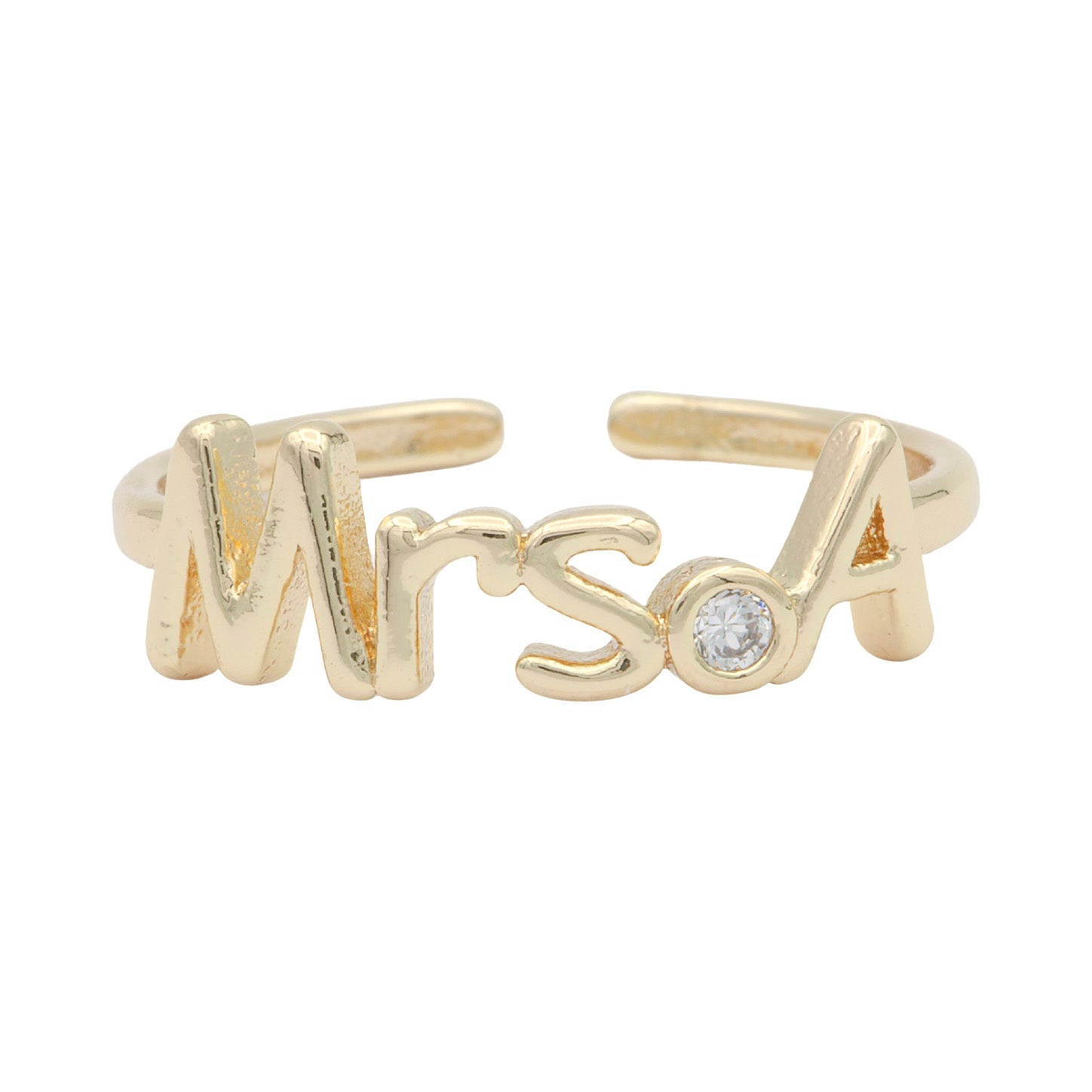 Dainty Mrs Ring Gold Letter Minimalist Initial Name Ring Adjustable Engagement Gift - DLUXCA