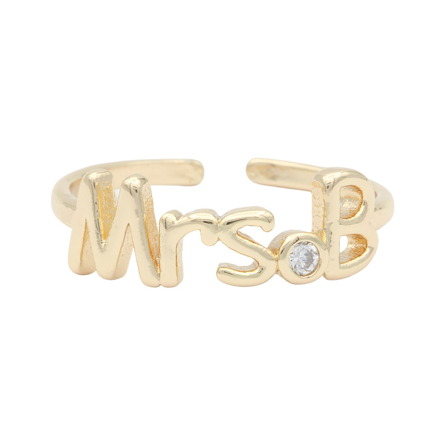 Dainty Mrs Ring Gold Letter Minimalist Initial Name Ring Adjustable Engagement Gift - DLUXCA