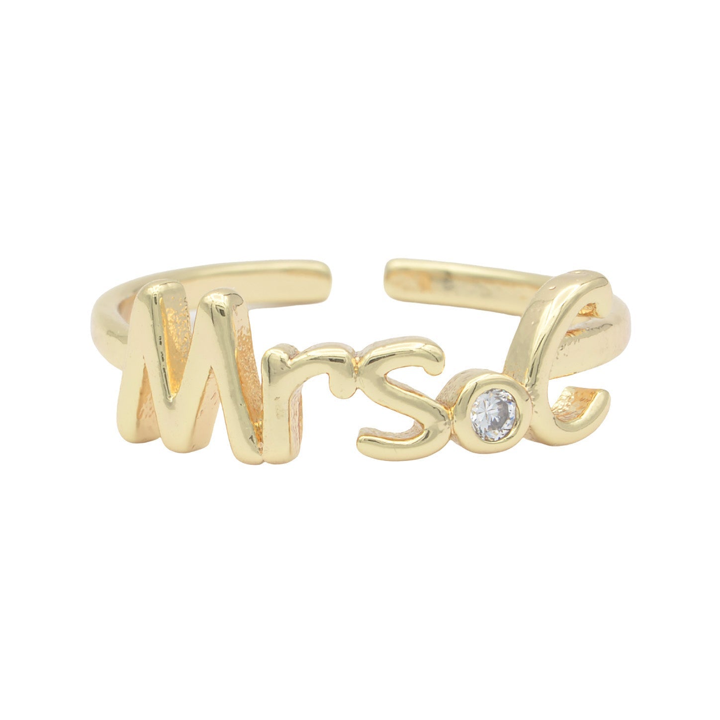 Dainty Mrs Ring Gold Letter Minimalist Initial Name Ring Adjustable Engagement Gift - DLUXCA